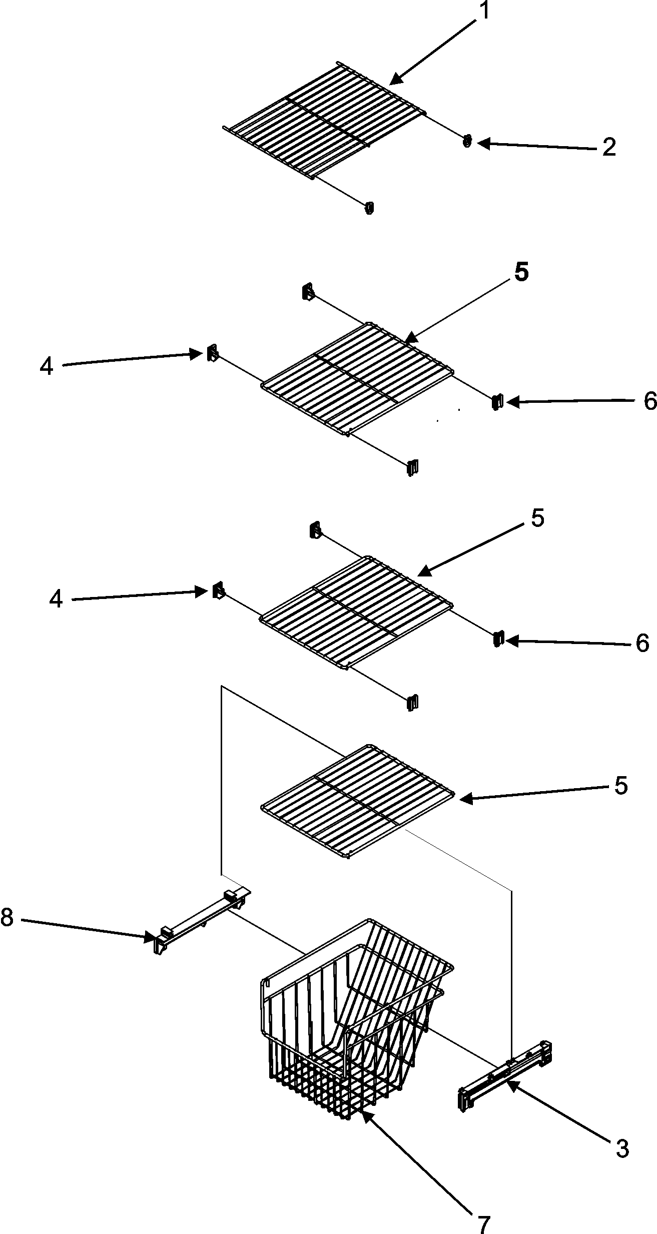 Maytag PSD266LHEQ freezer shelves (series 50) diagram