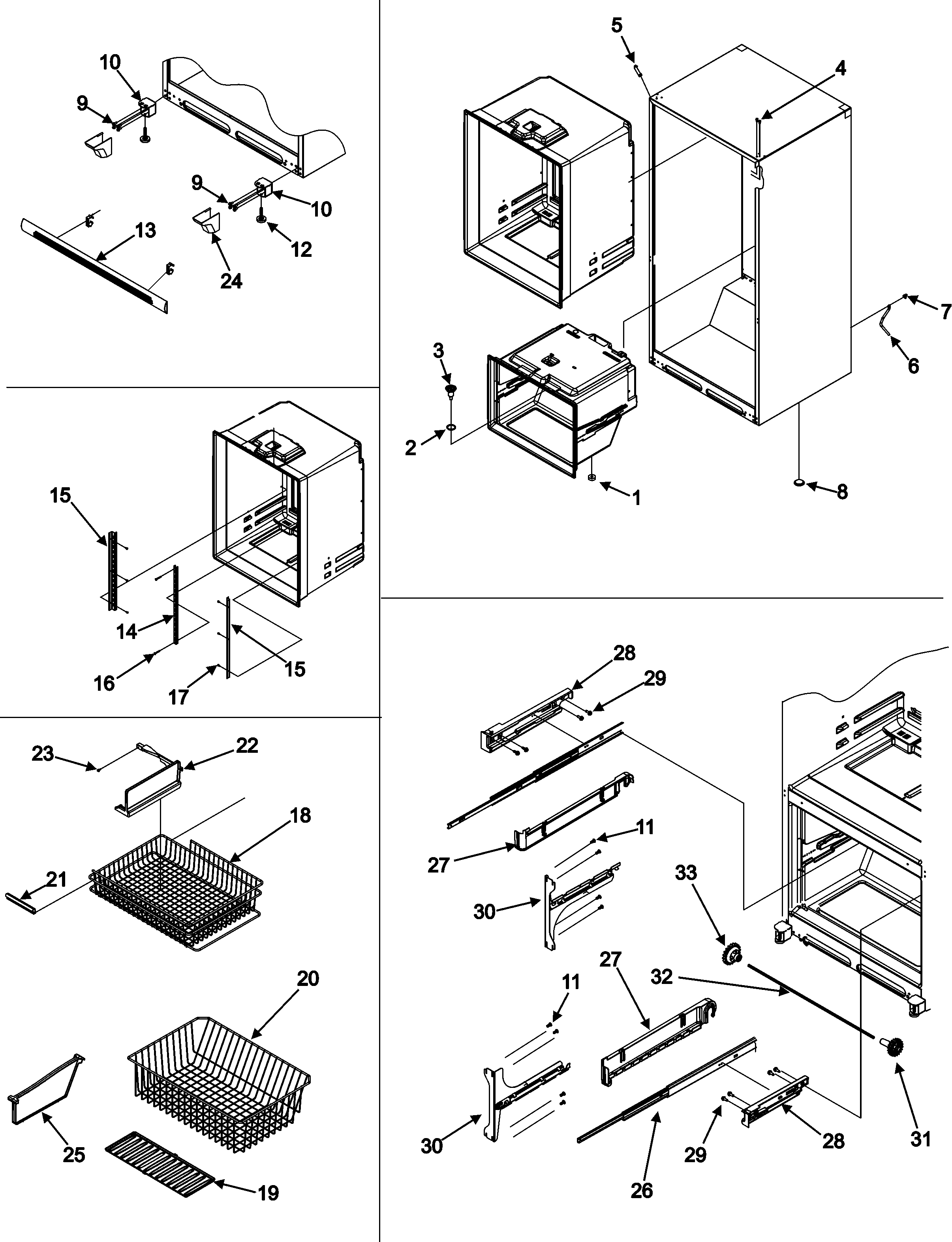 Jenn-Air JFC2087HRS interior cabinet & freezer shelves diagram