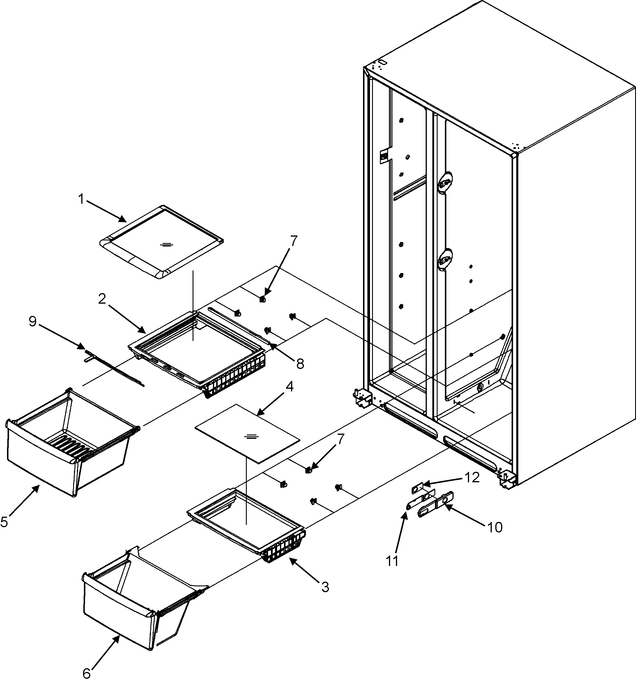 Crosley CS26G9DB crisper assembly diagram