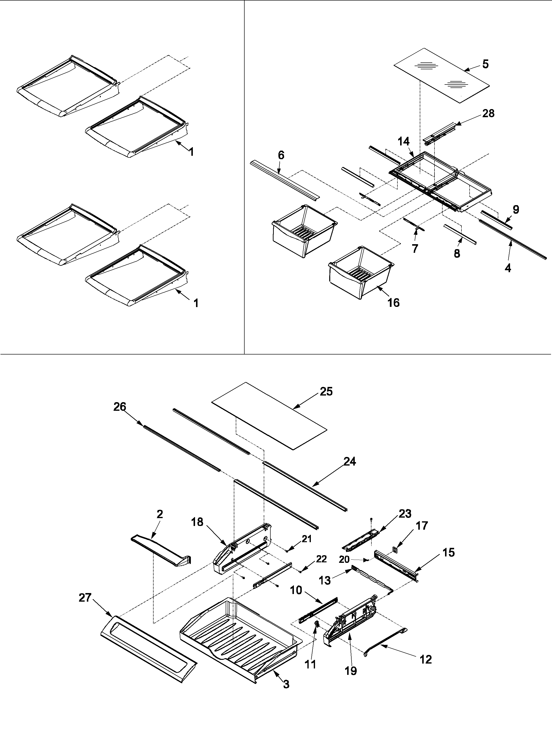 Kenmore Elite 59676522500 refrigerator shelving diagram
