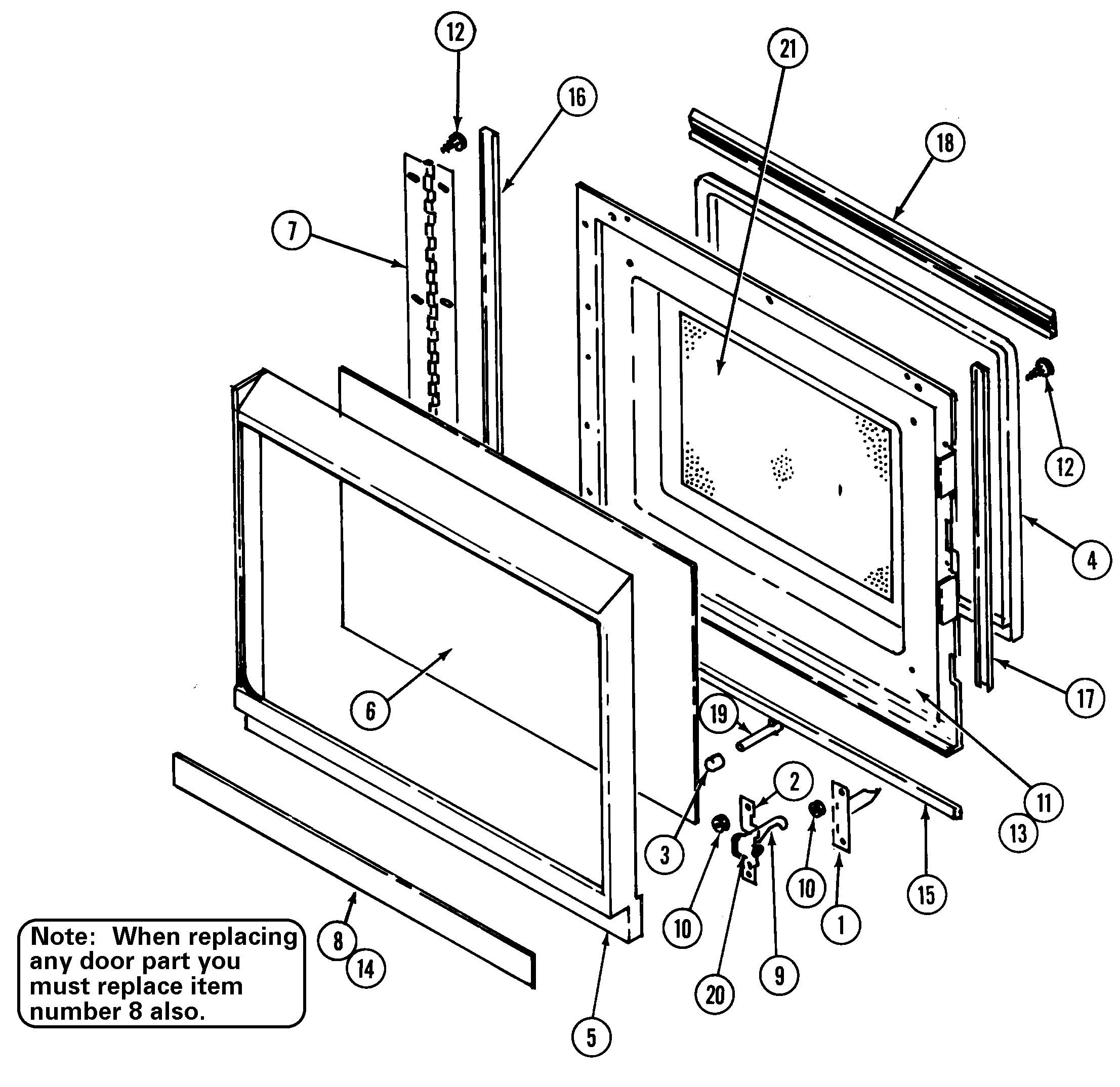 Jenn-Air WM2780B door-upper (m167b,m167w) diagram