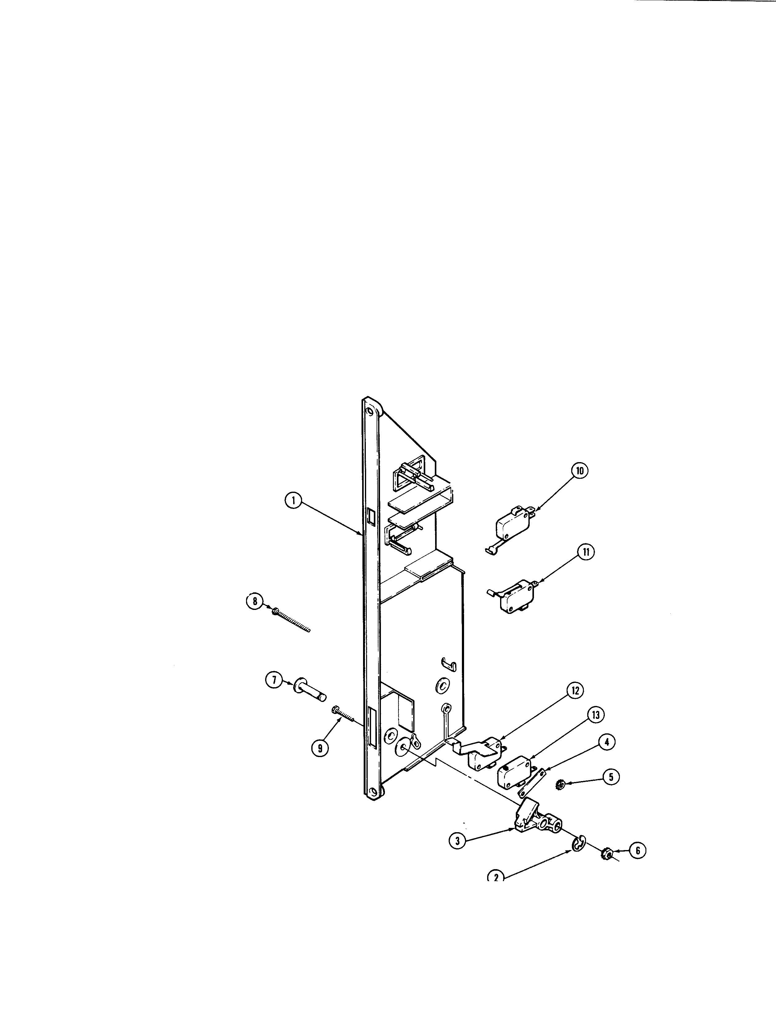 Jenn-Air WM2780B interlock switches (upper m167b, m167w) diagram