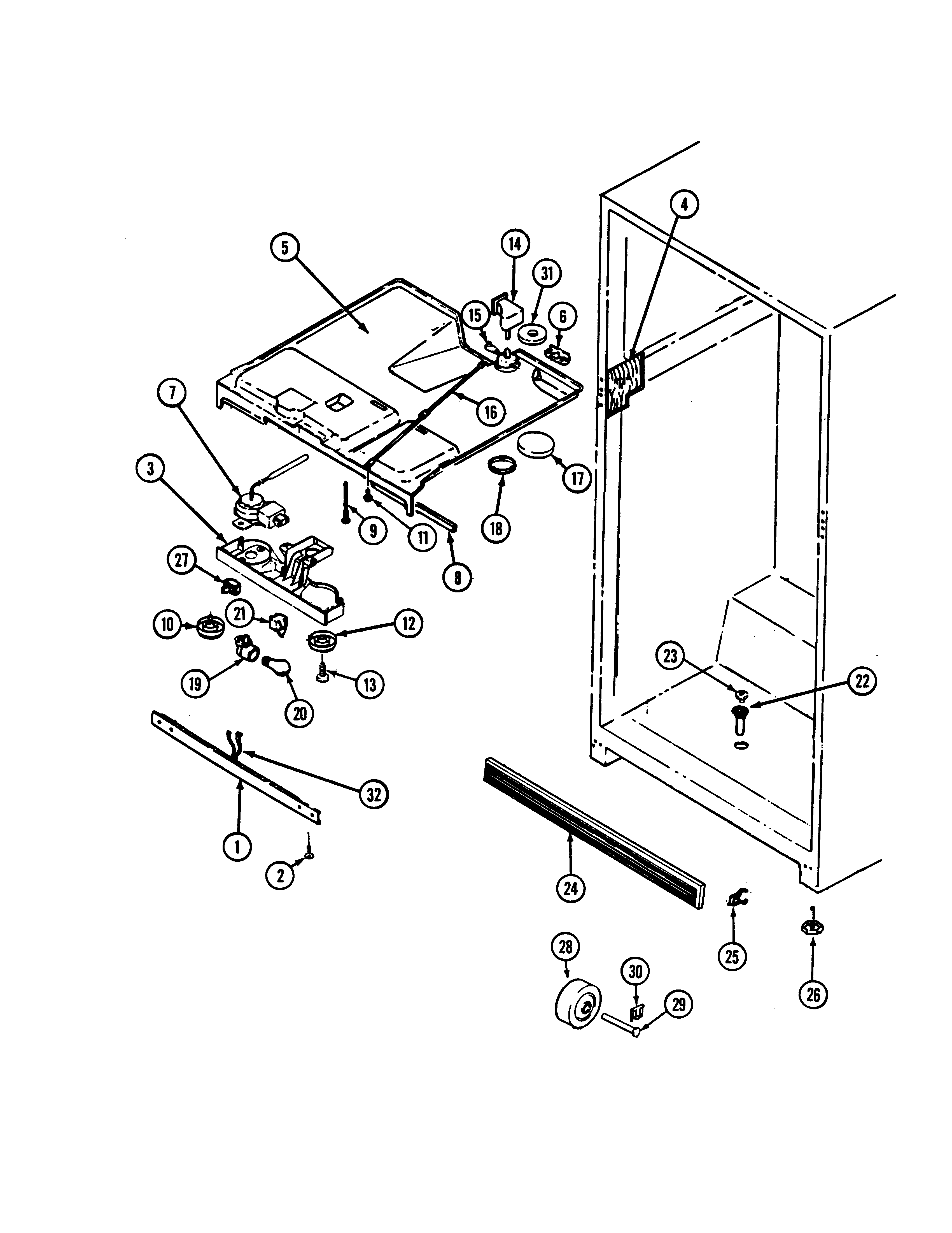 Admiral AT17M4W-DA25C fresh food compartment diagram