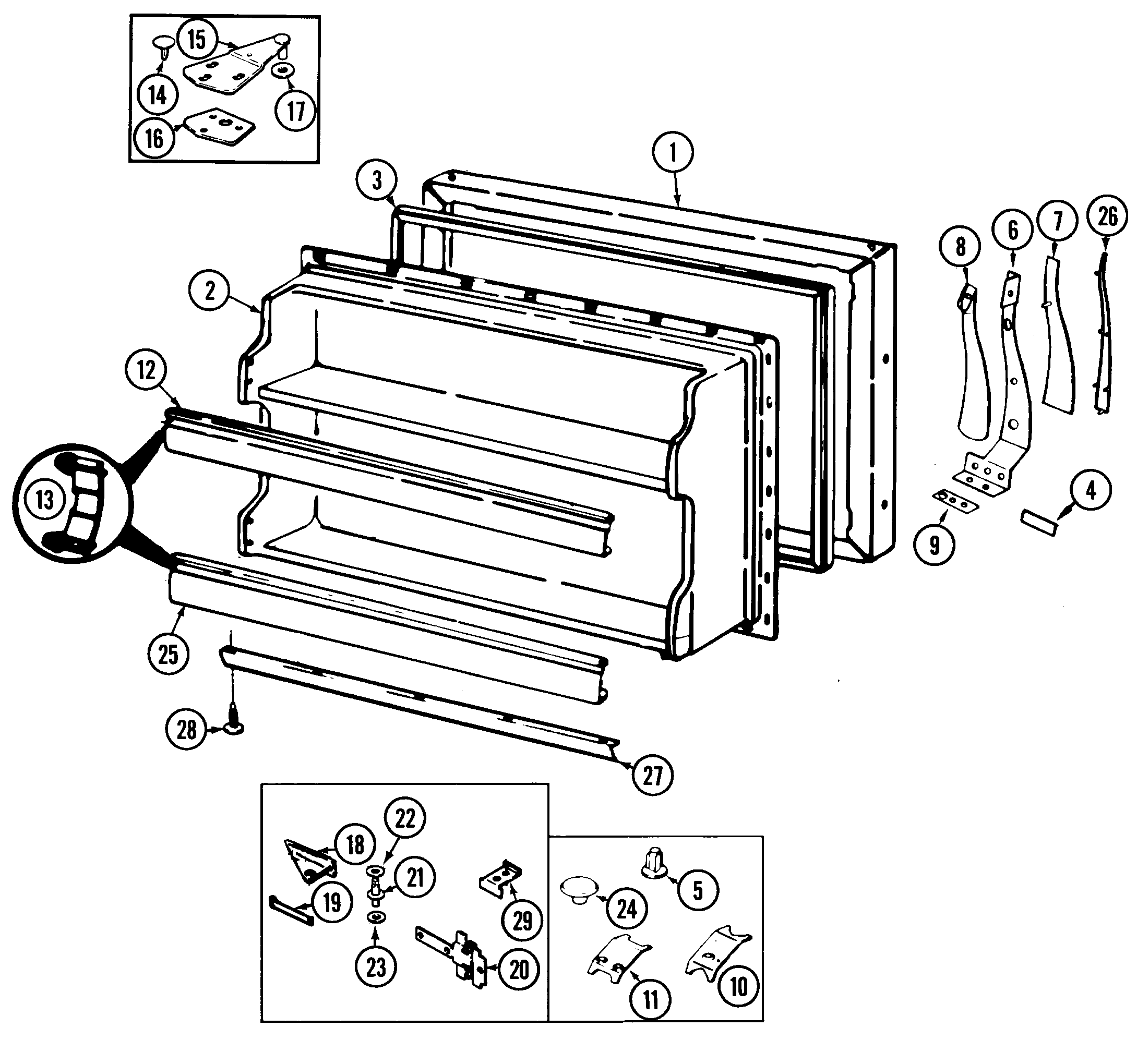 Admiral AT17M4W-DA25C freezer door diagram