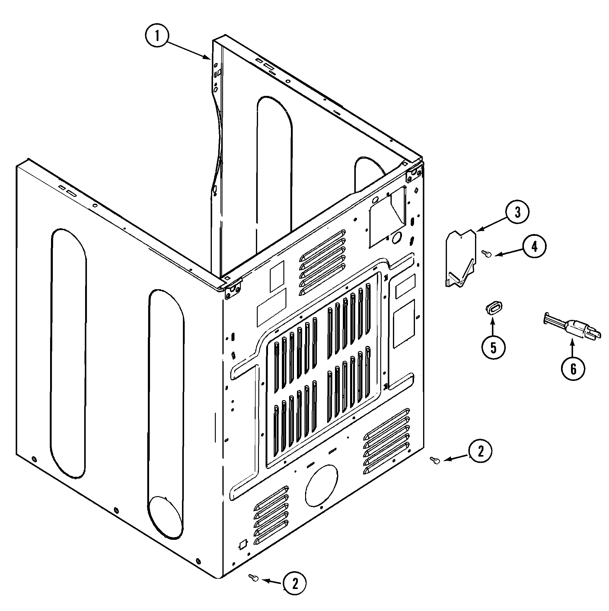 Maytag MDG9206BWW cabinet-rear diagram