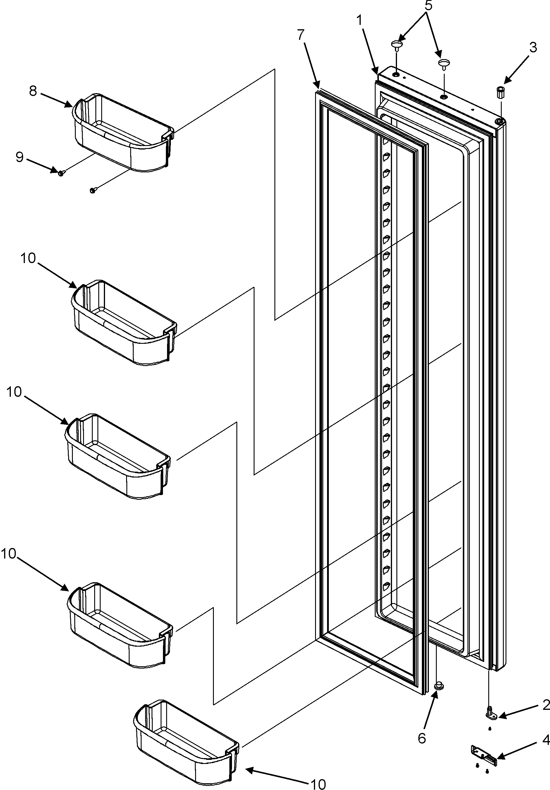 Crosley CS26G3W freezer door diagram