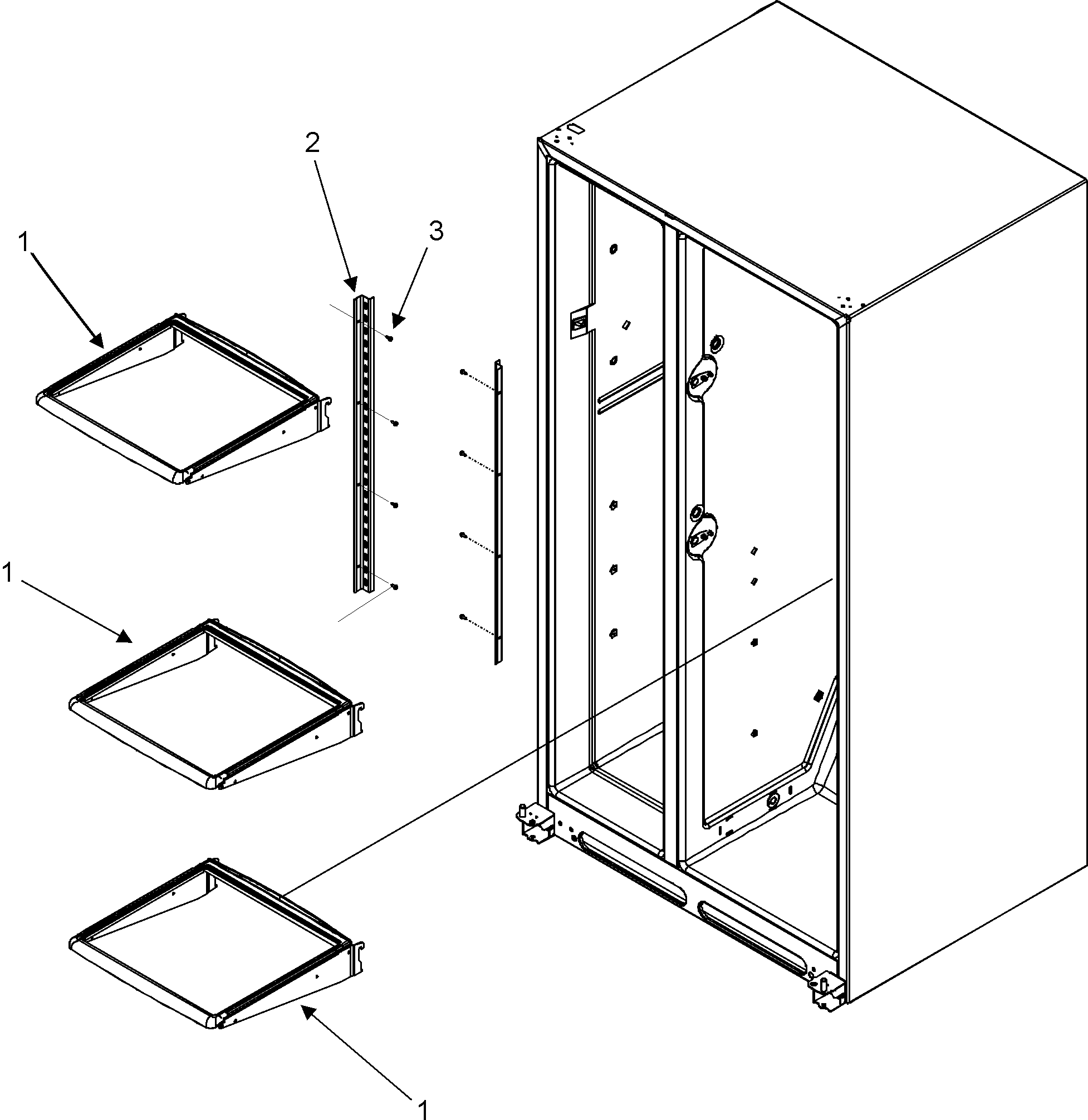 Crosley CS26G3W refrigerator shelves diagram