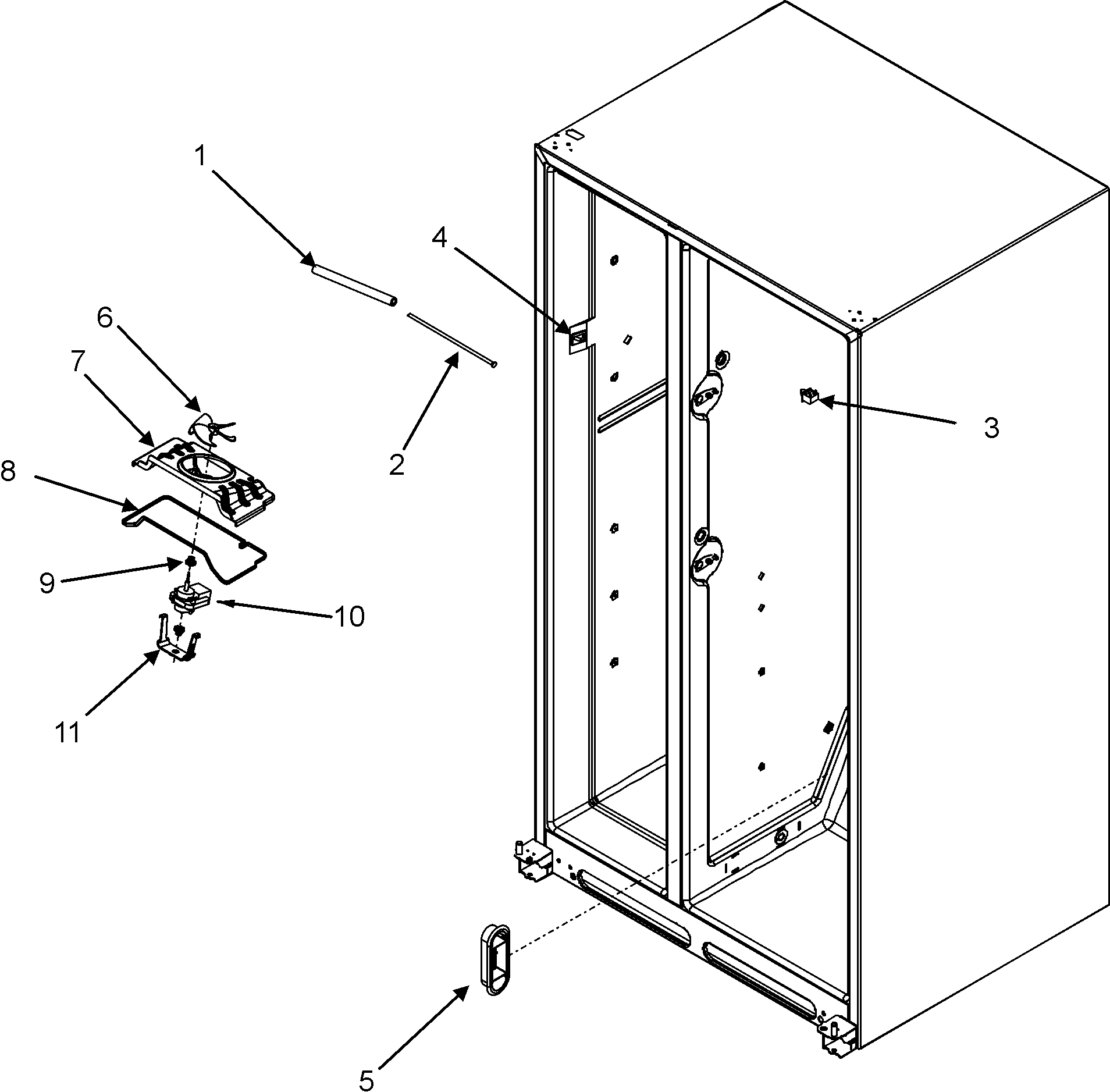 Crosley CS26G3W evap fan assy. diagram