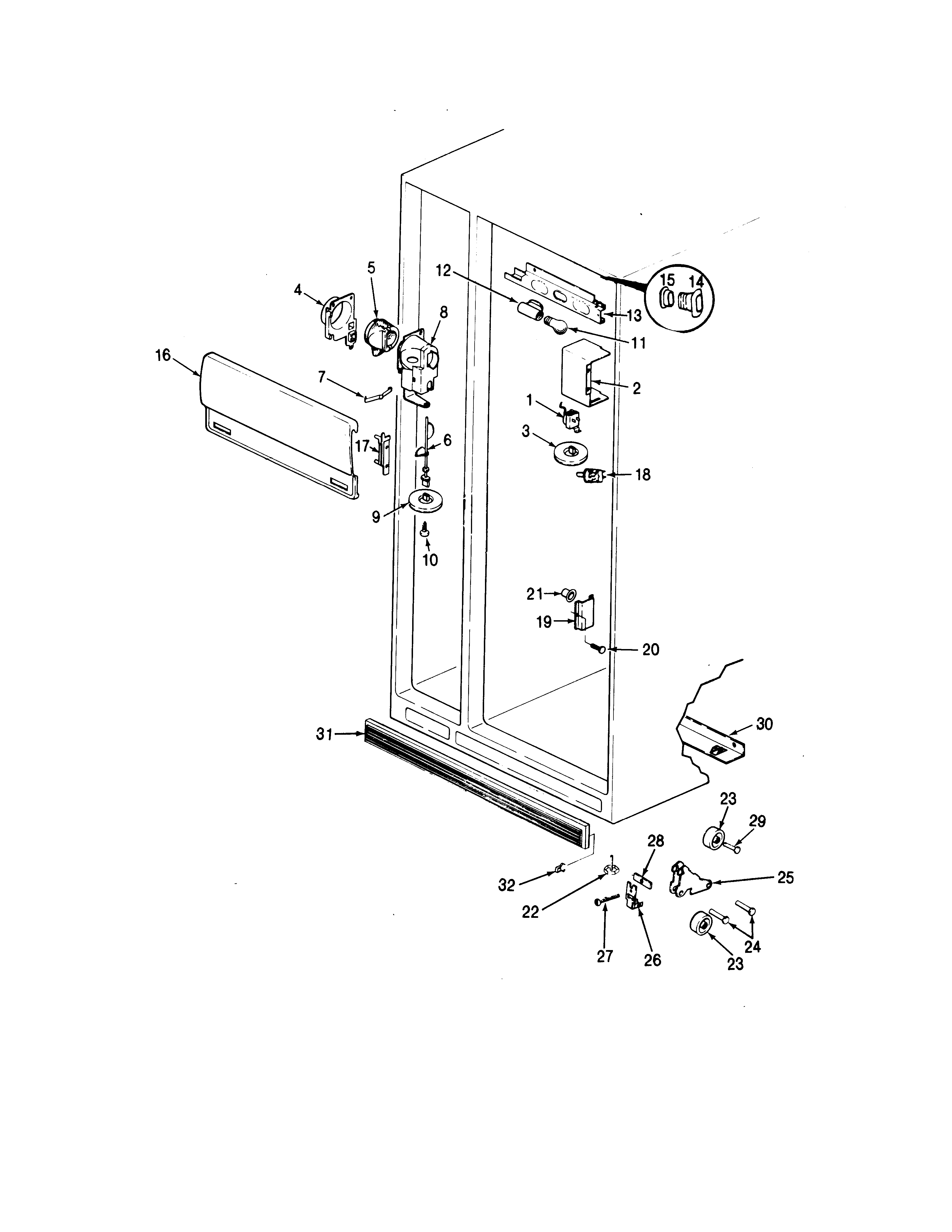 Jenn-Air JRS203-BQ01A fresh food compartment diagram