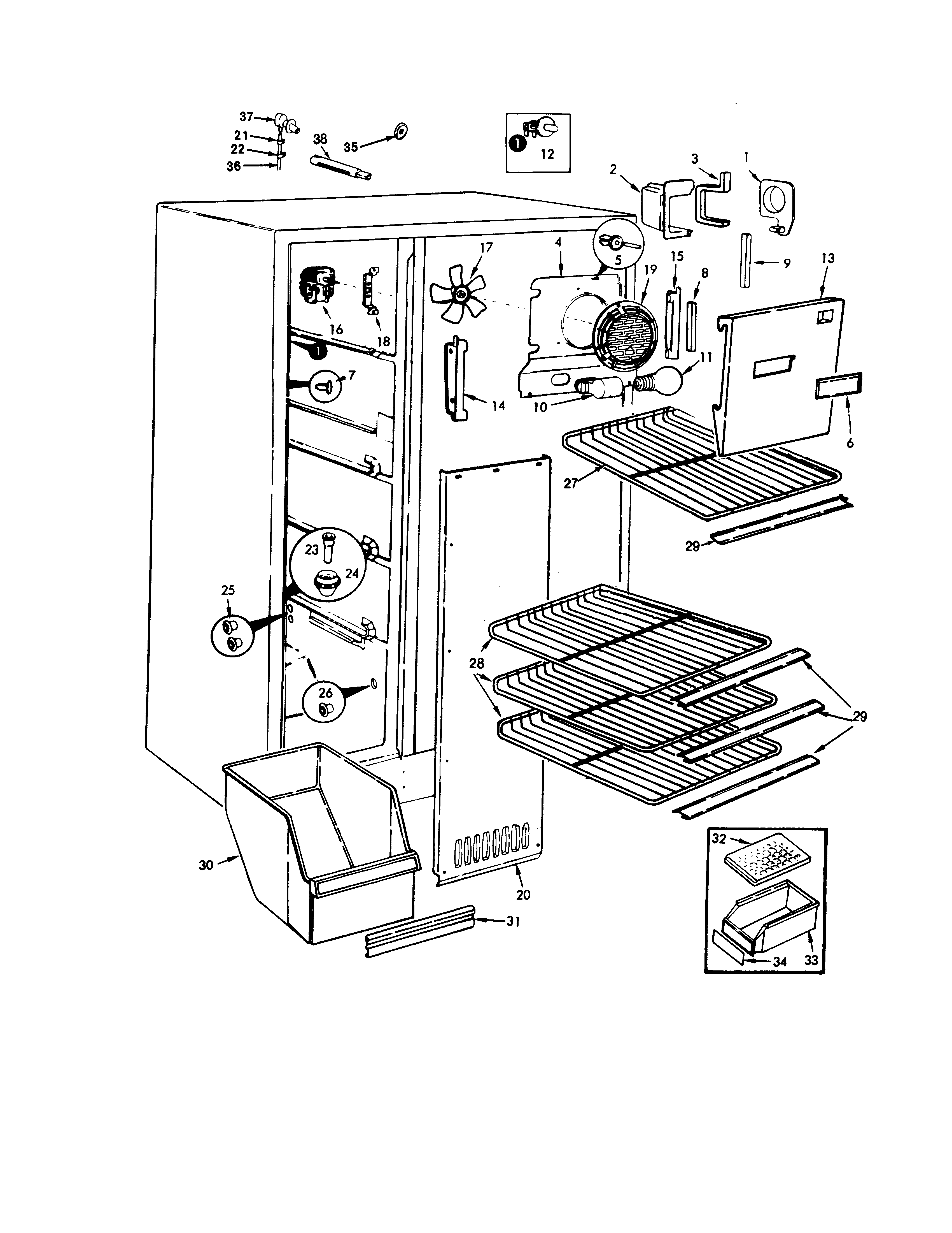 Jenn-Air JRS203-BQ01A freezer compartment diagram