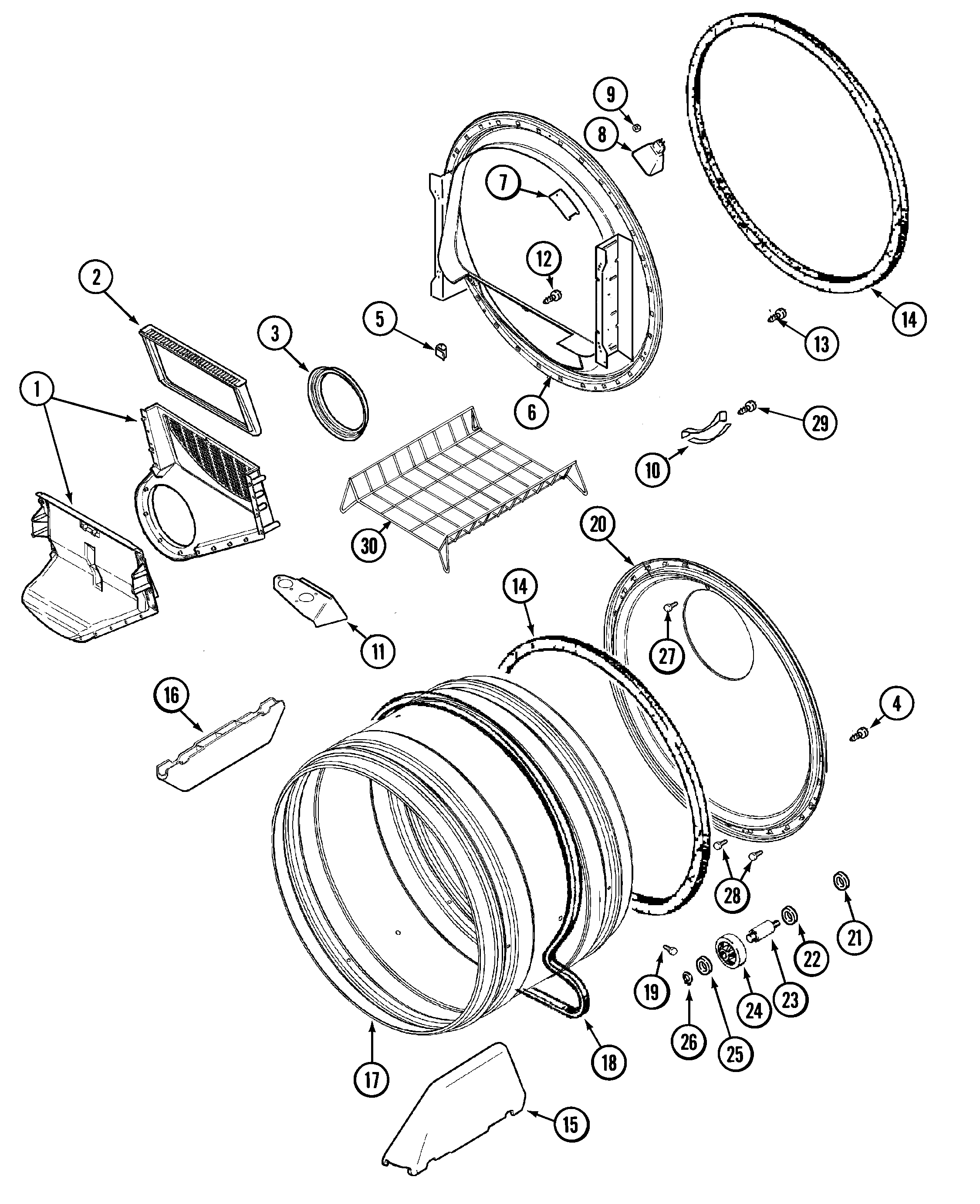Maytag MDE6200AYW tumbler diagram