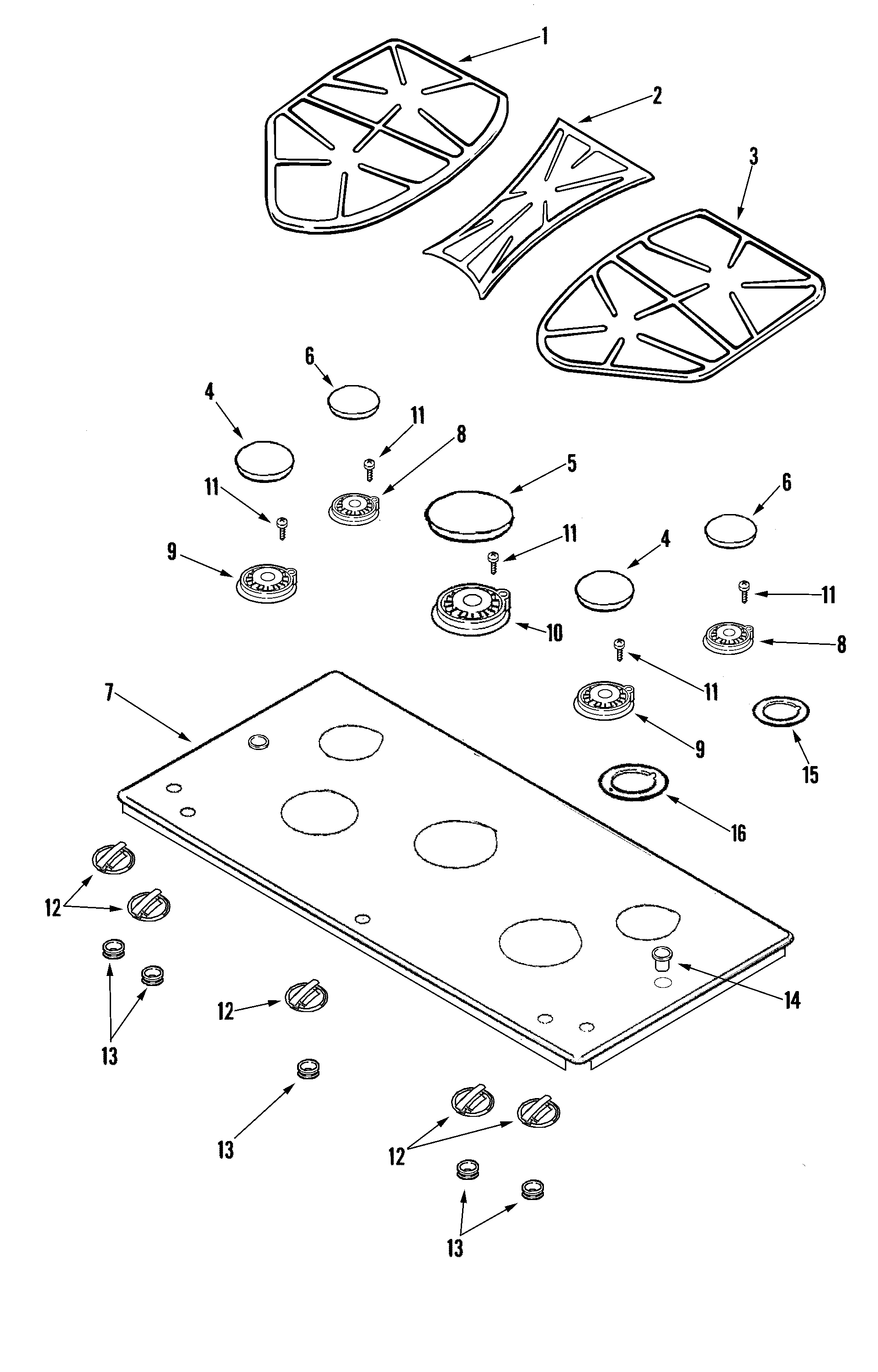 Jenn-Air JGC9536ADB top assembly diagram