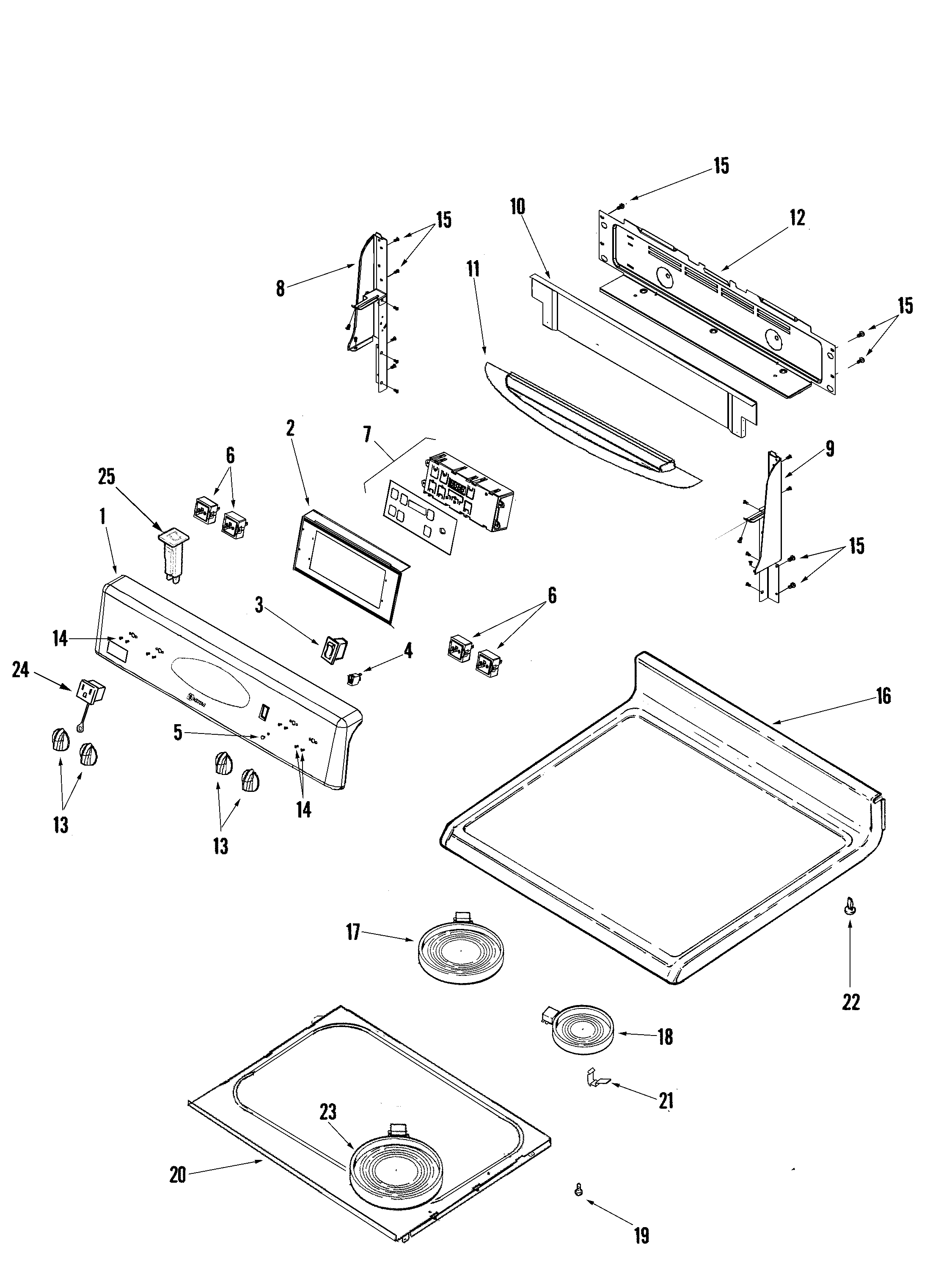 Maytag MER5755QCB control panel/top assembly diagram