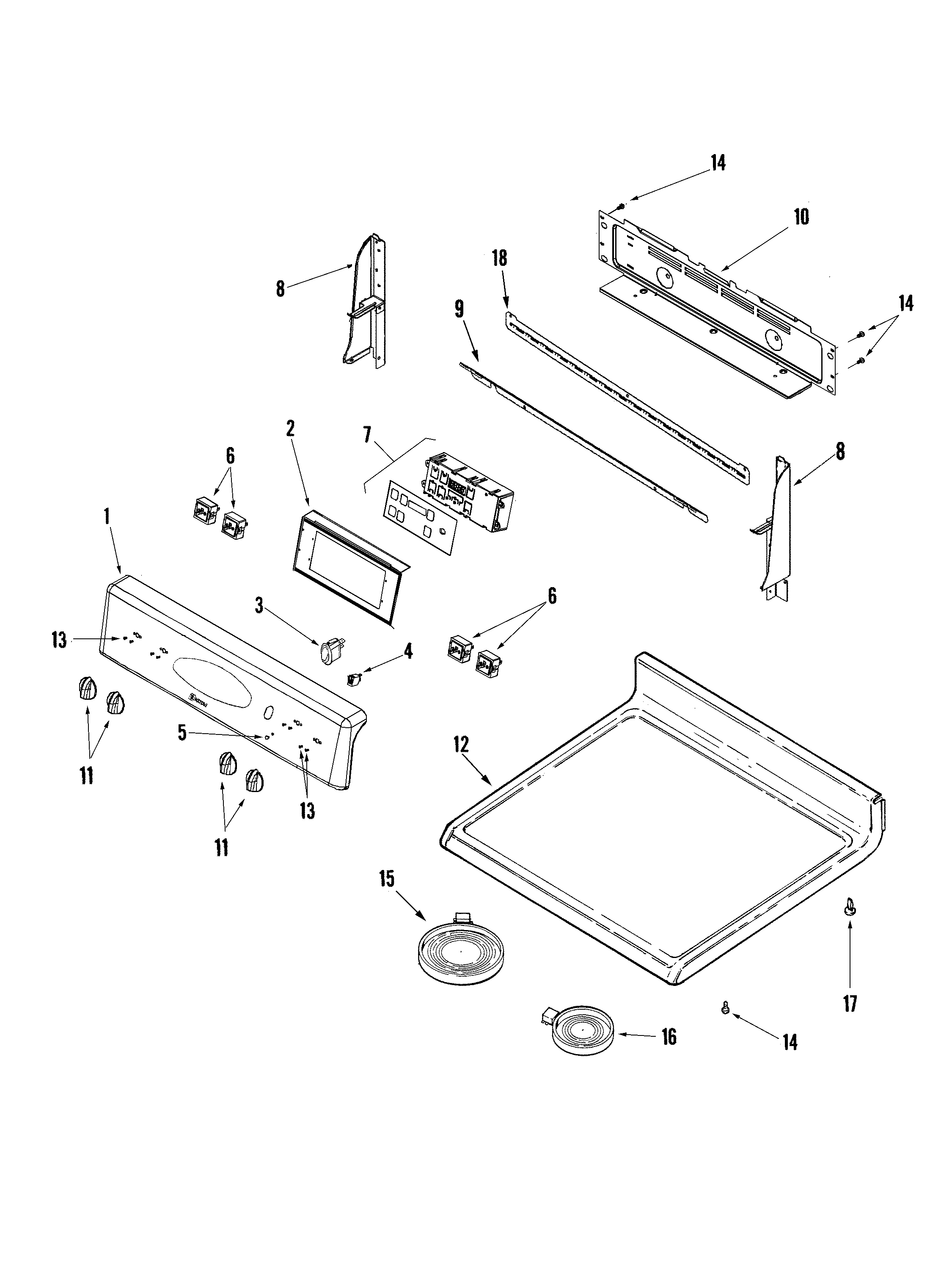 Maytag MER5751AAS control panel/top assembly diagram