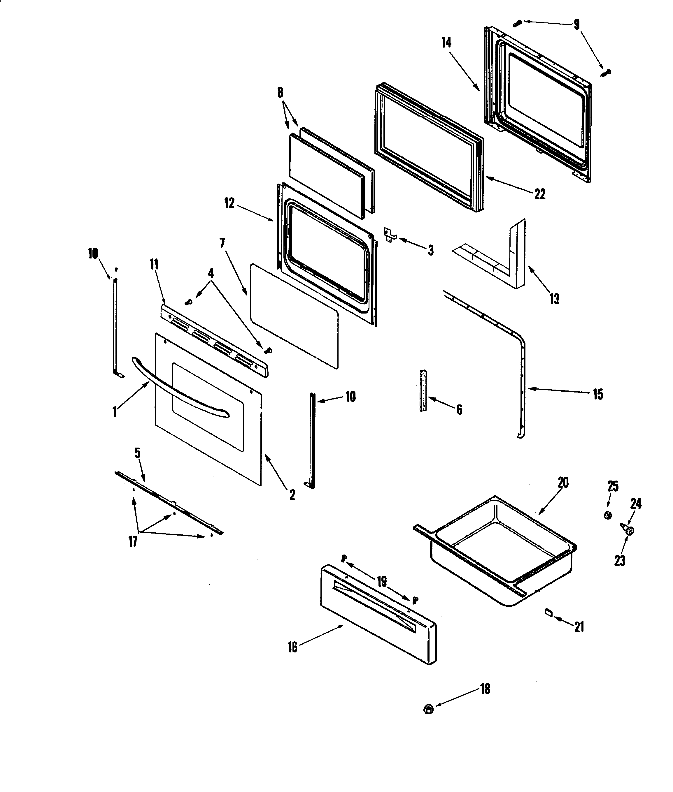 Maytag MER5752AAW door/drawer diagram
