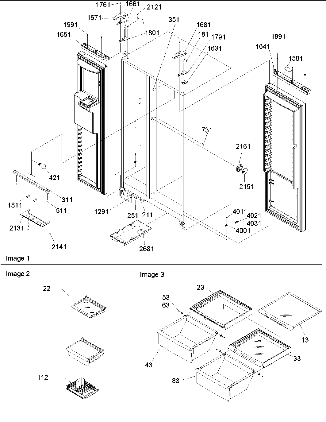 Amana ARS9167AB-PARS9167AB0 refrigerator/freezer lights & hinges diagram
