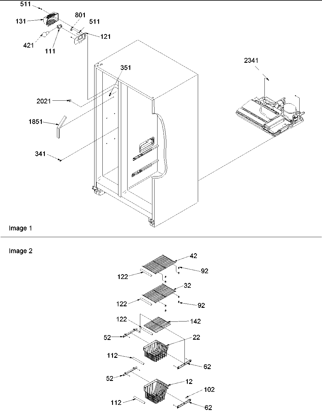 Amana ARS9167AB-PARS9167AB0 freezer shelves and lights diagram