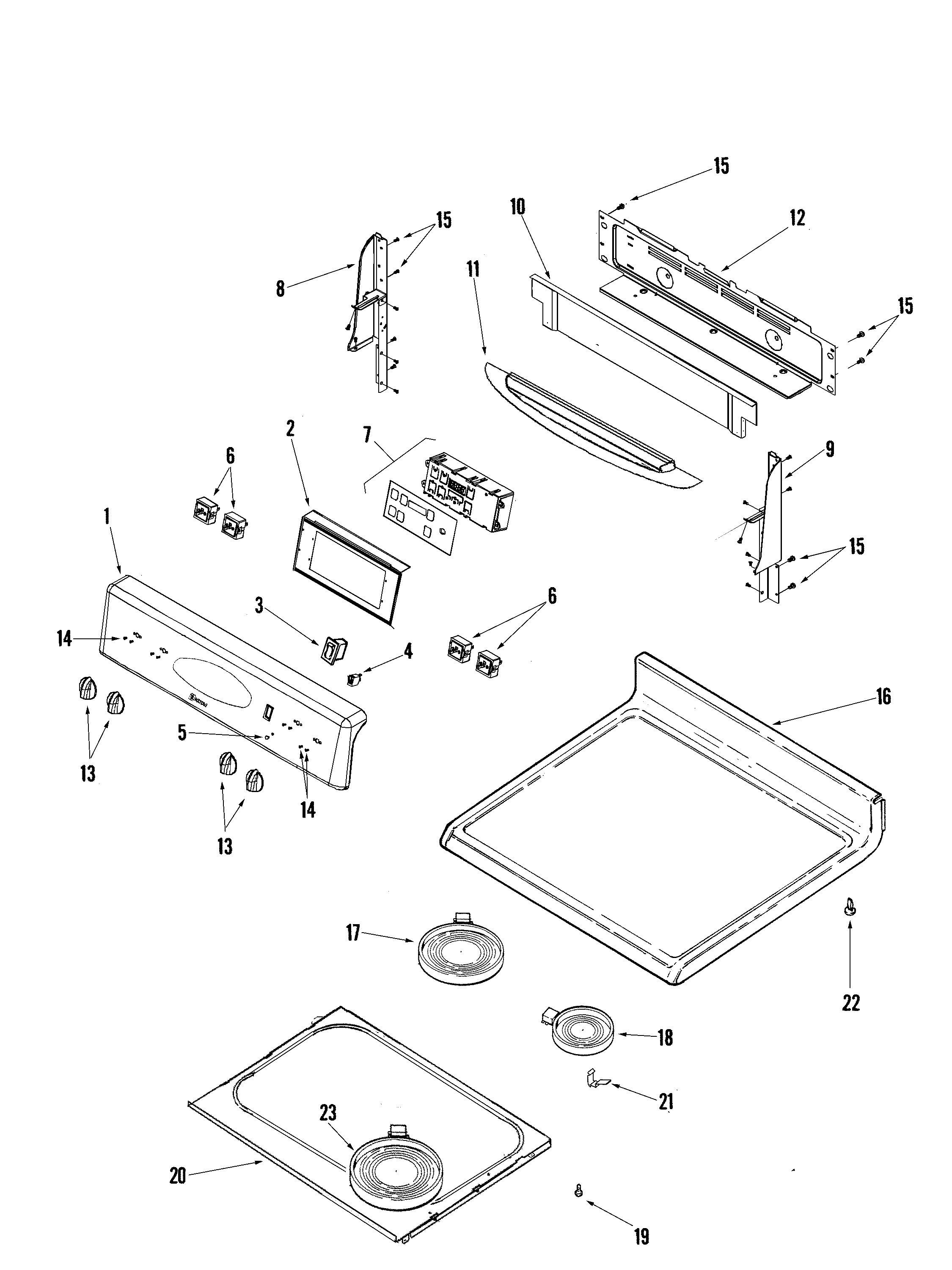Maytag MER5755QAB control panel/top assembly diagram