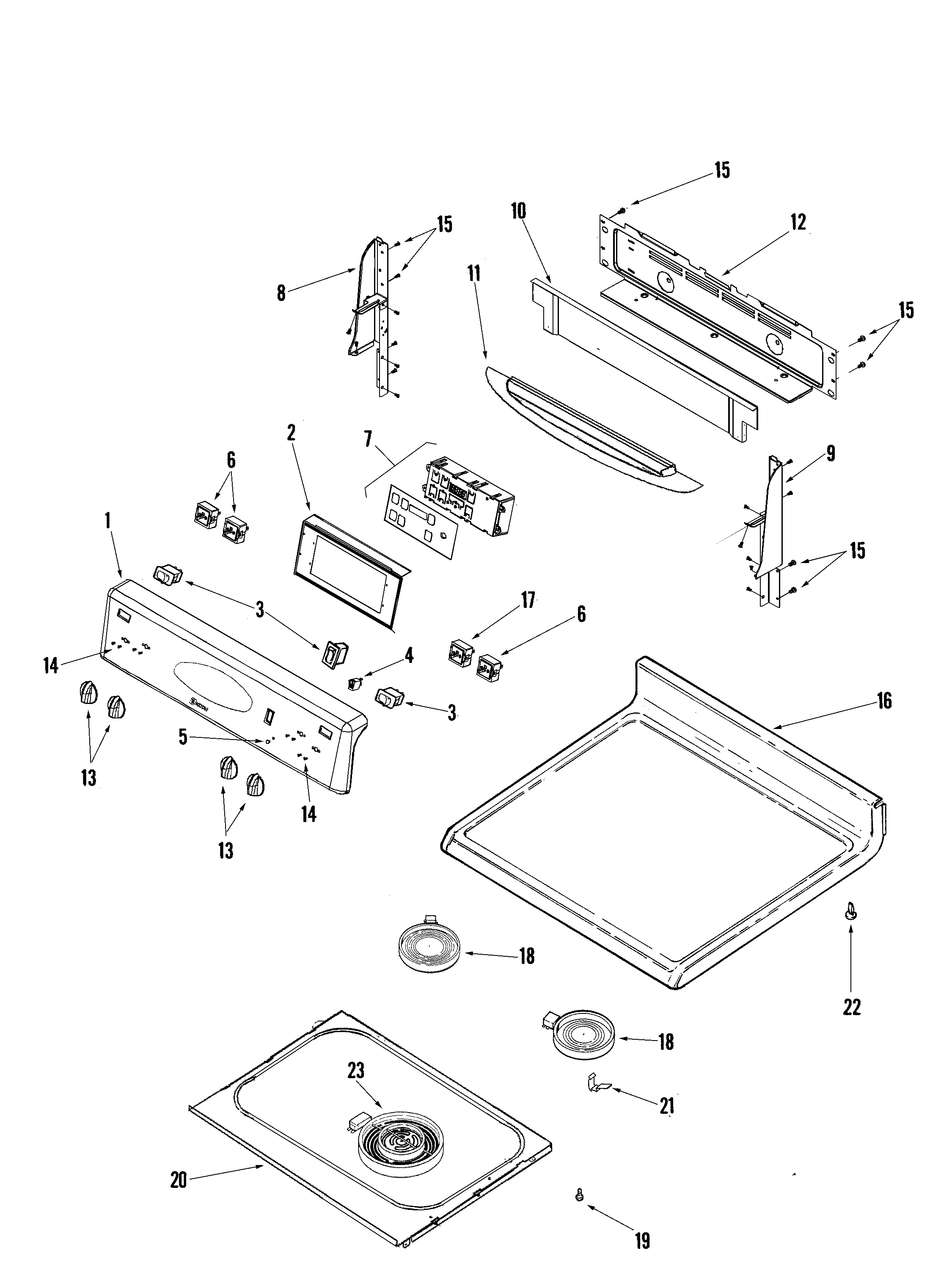 Maytag MER5765QAQ control panel/top assembly diagram