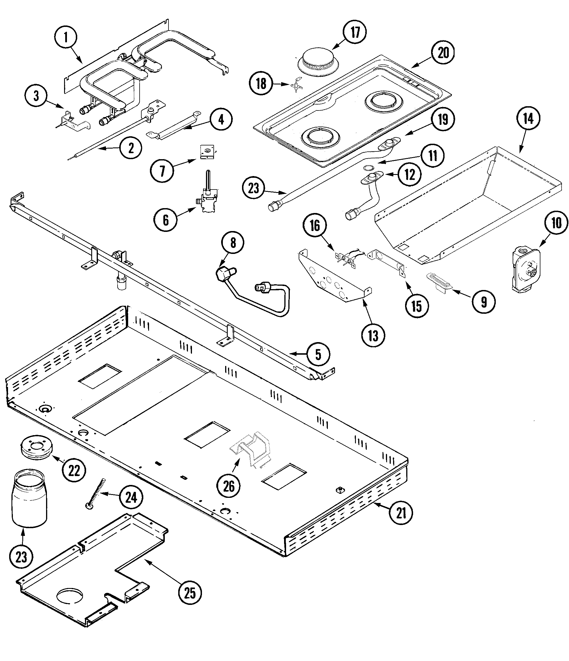 Jenn-Air JGD8348CDP gas controls & burner box diagram