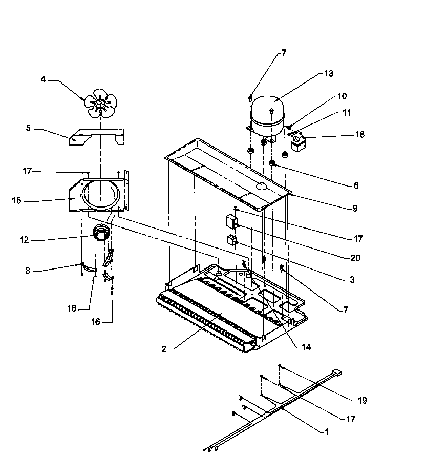 Amana TX19S3L-P1195901WL compressor compartment diagram