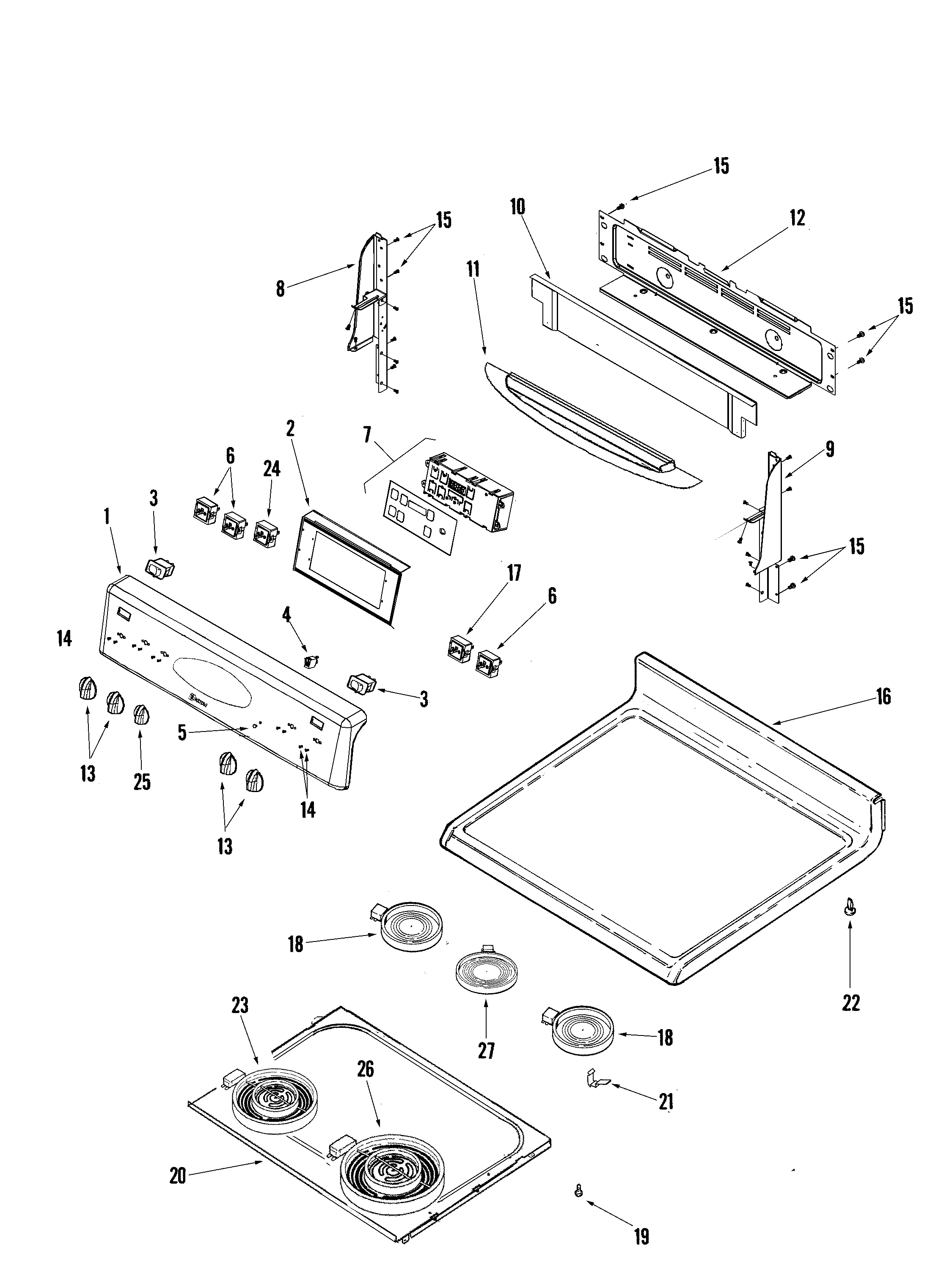 Maytag MER5875QAS control panel/top assembly diagram