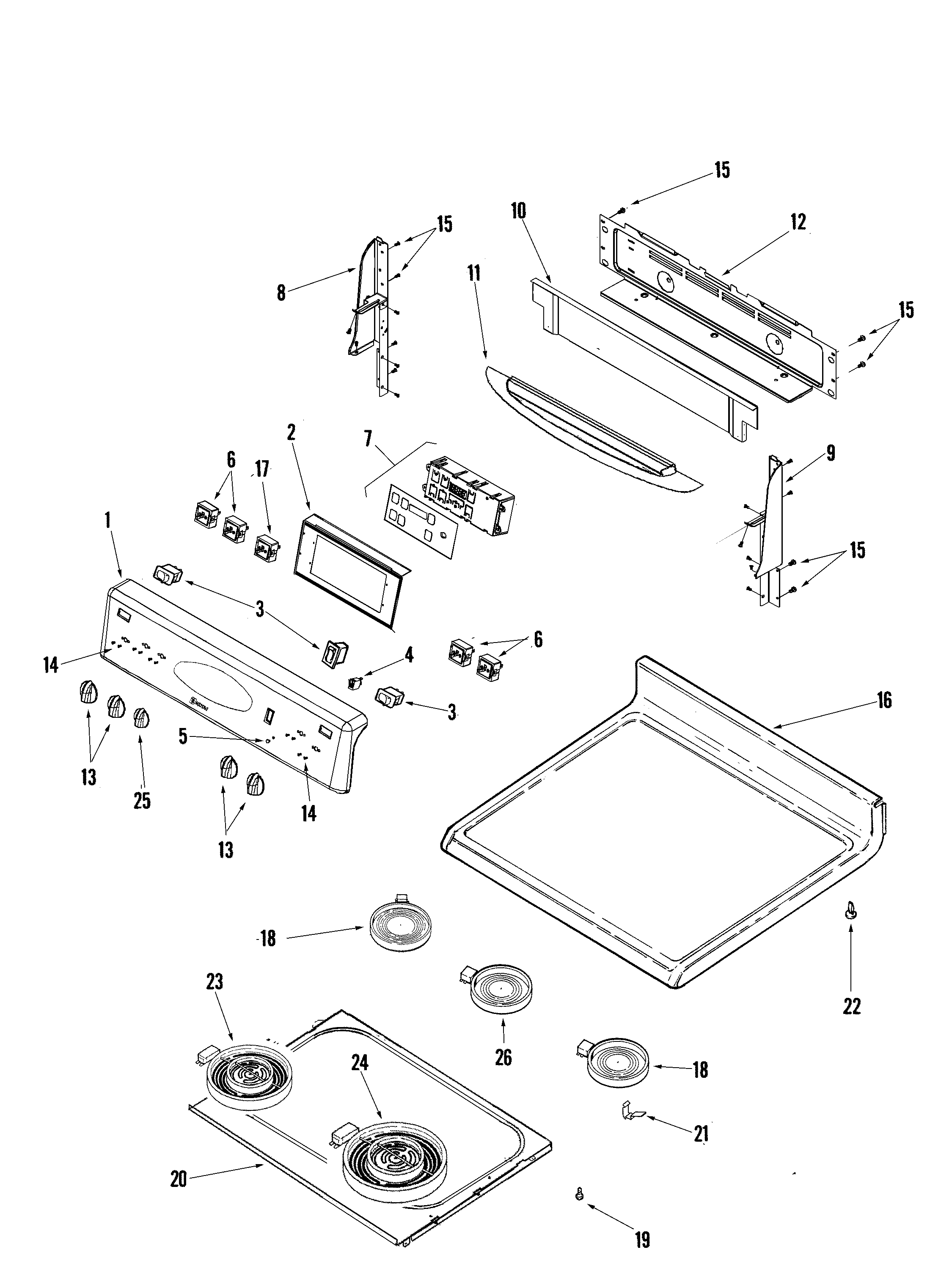 Maytag MER5775QAS control panel/top assembly (stl) diagram