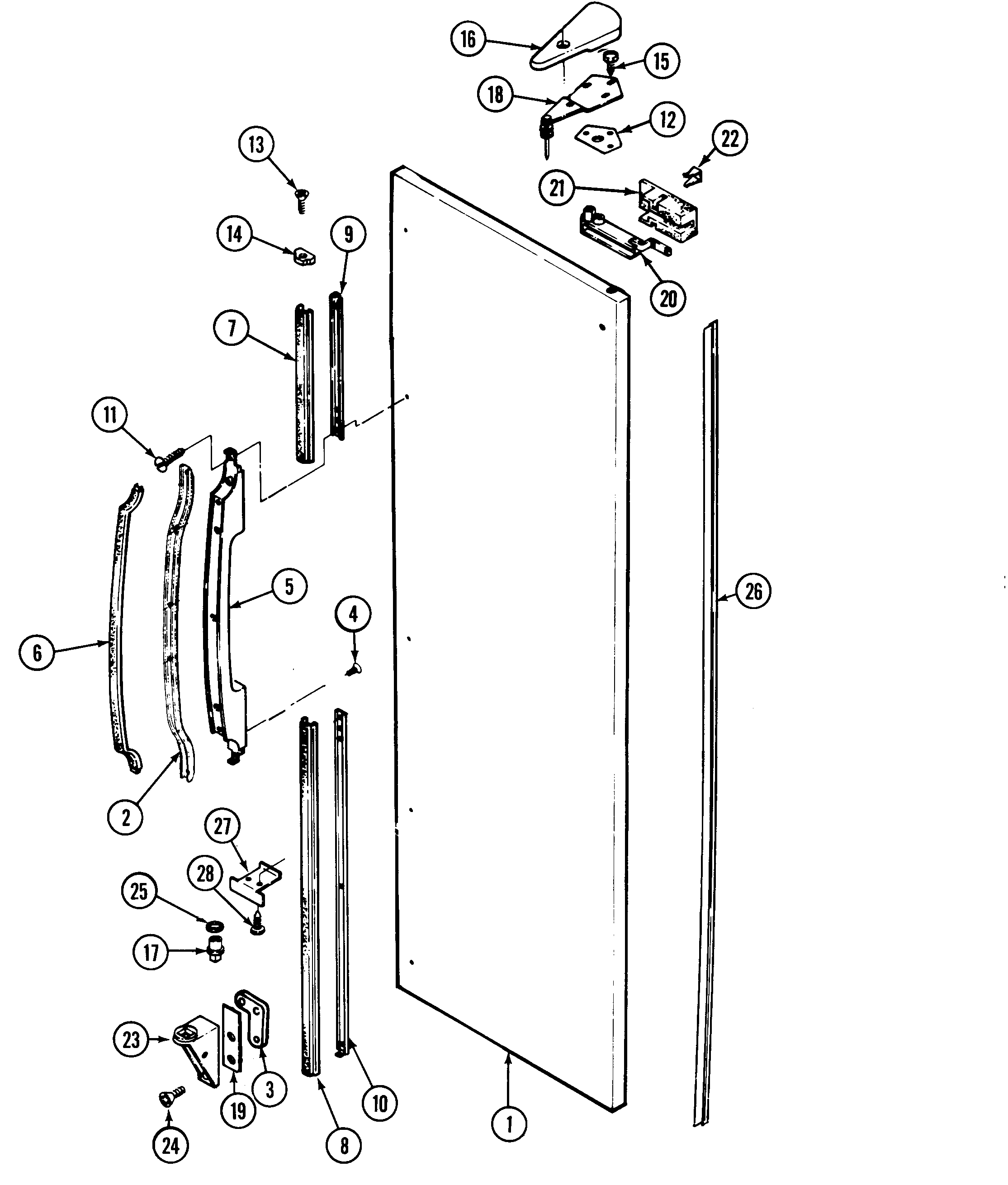 Maytag RSW22E0DAM fresh food outer door diagram