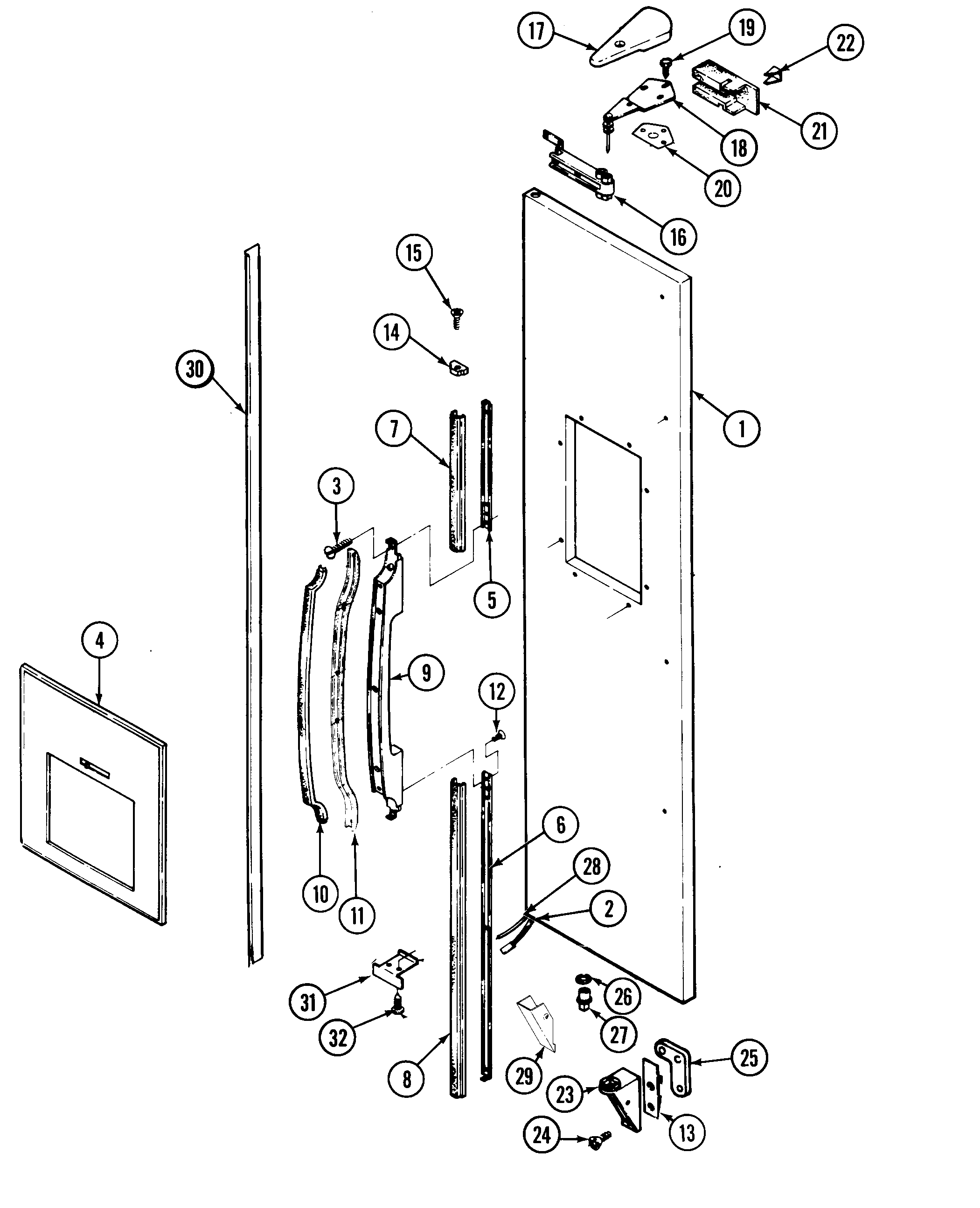 Maytag RSW22E0DAM freezer outer door diagram