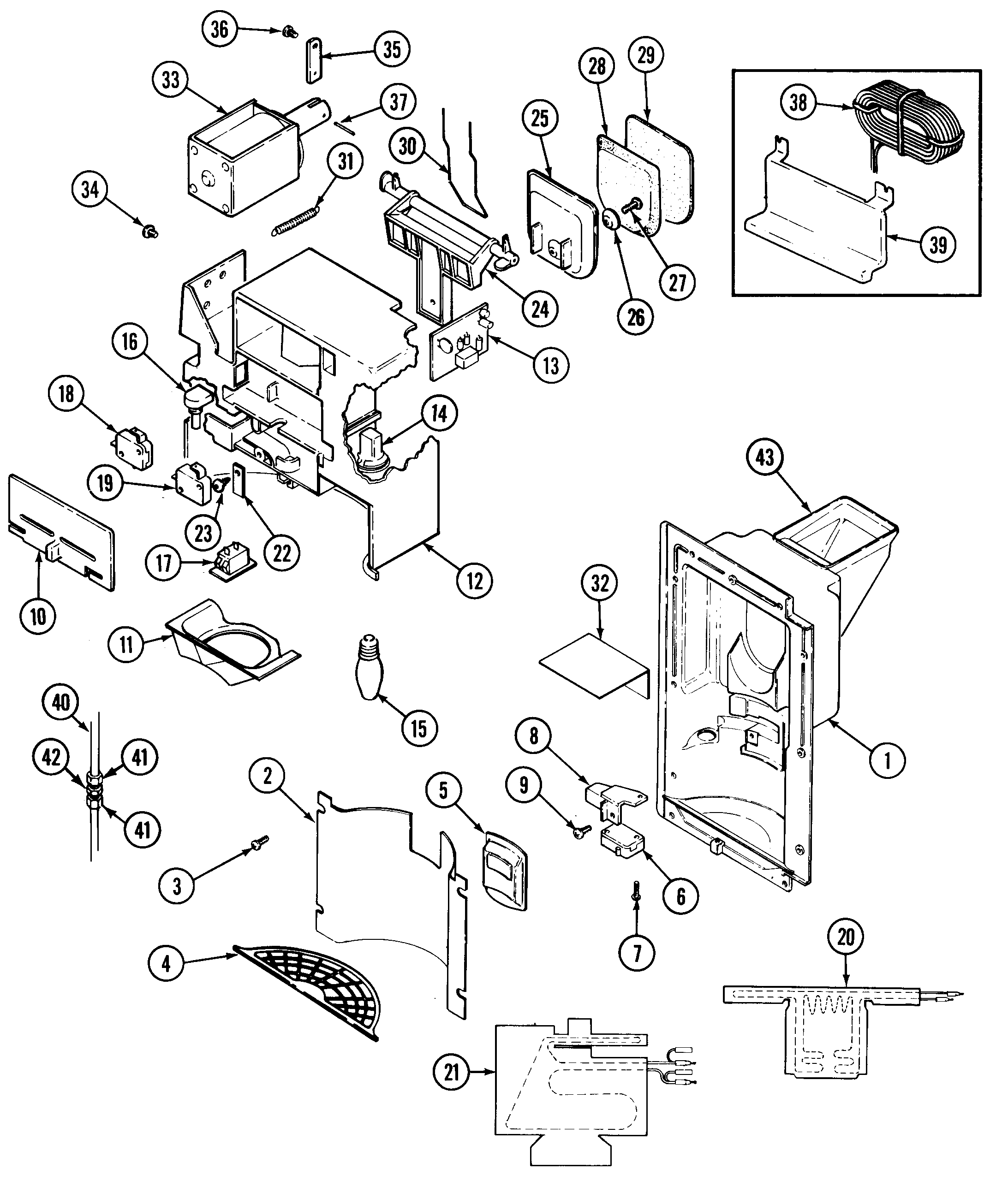 Maytag RSW22E0DAM ice & water dispenser diagram
