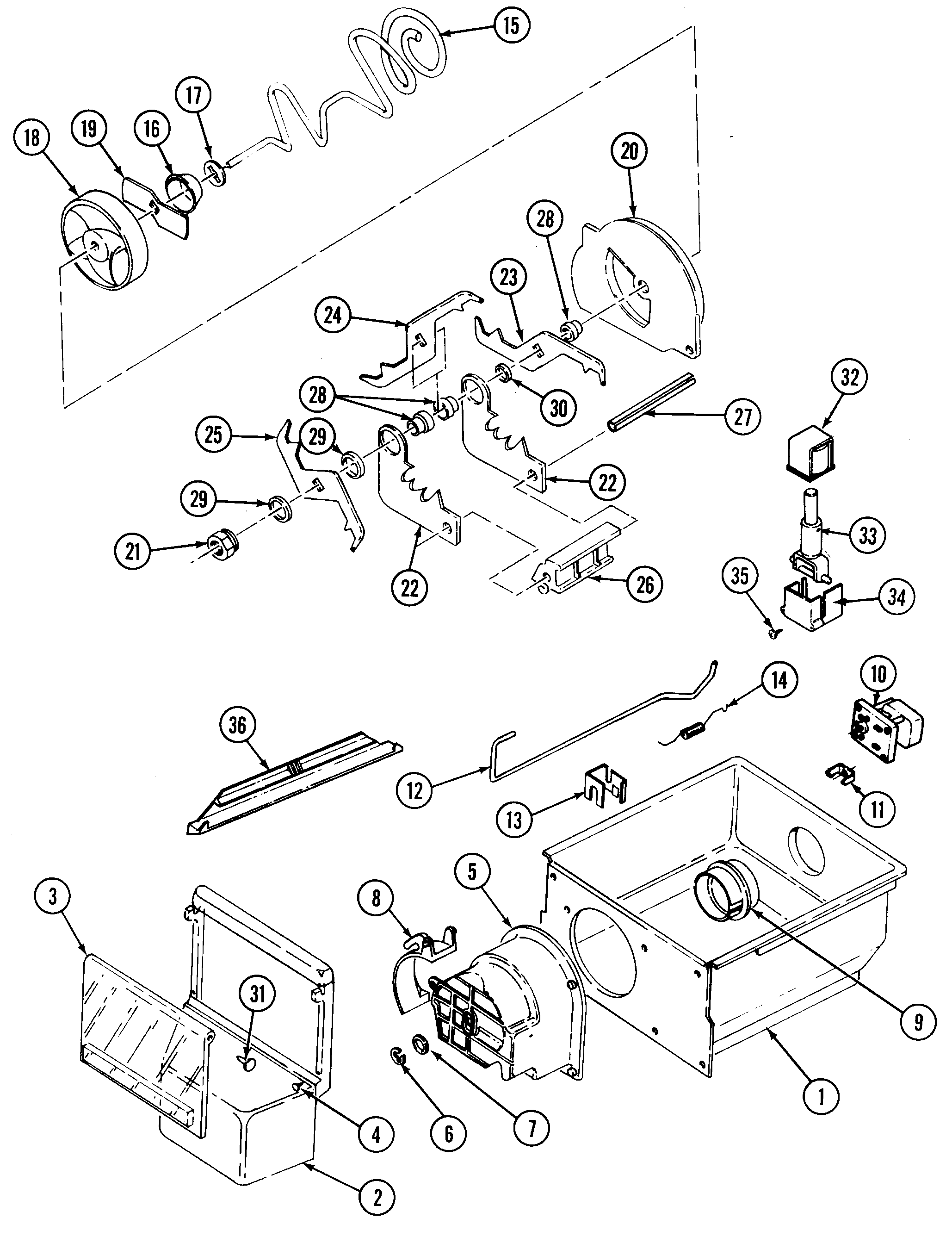 Maytag RSW22E0DAM ice crusher & bin diagram