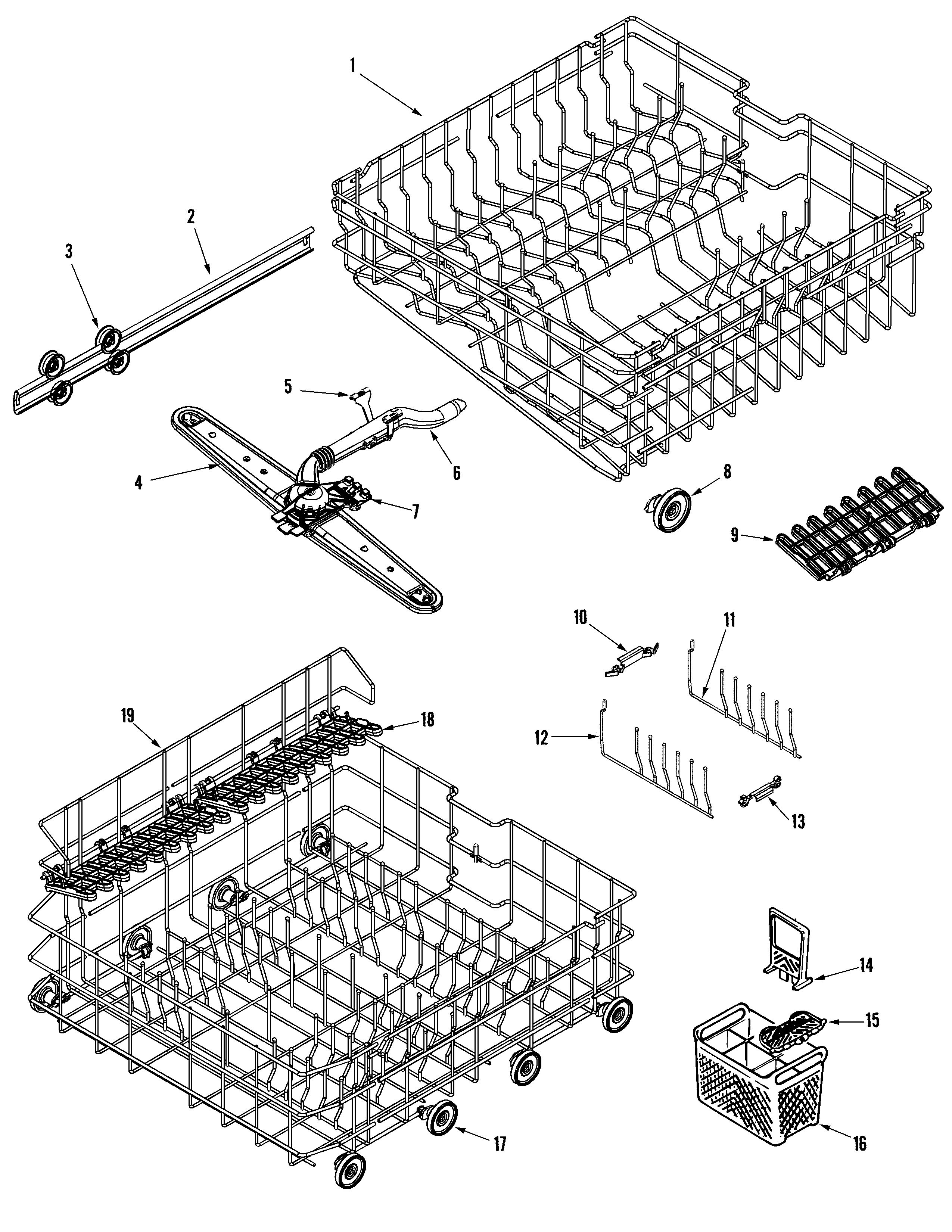 Maytag MDBF550AWQ track & rack assembly diagram