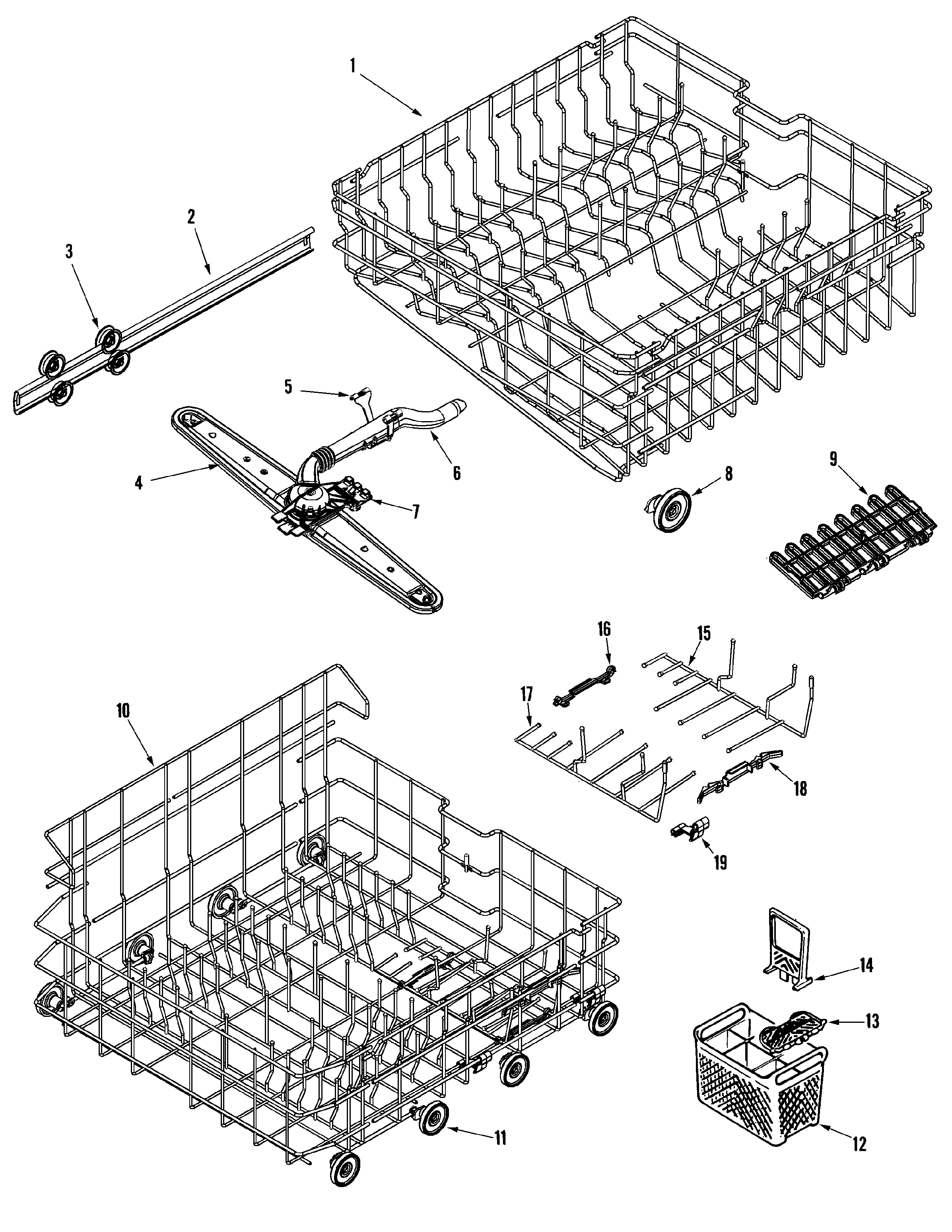 Maytag MDBH950AWS track & rack assembly diagram