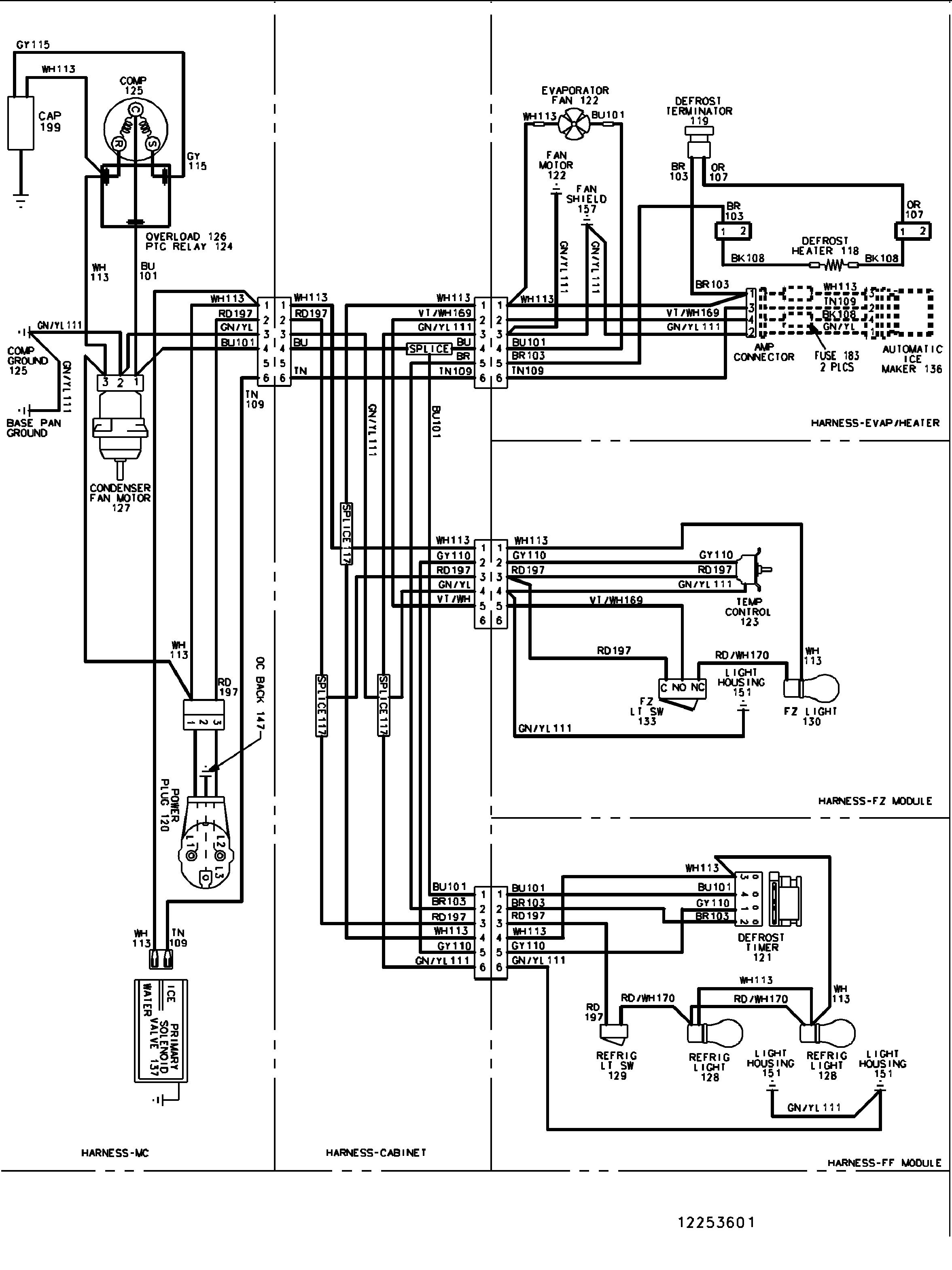 Amana XRBS209BWR wiring information diagram