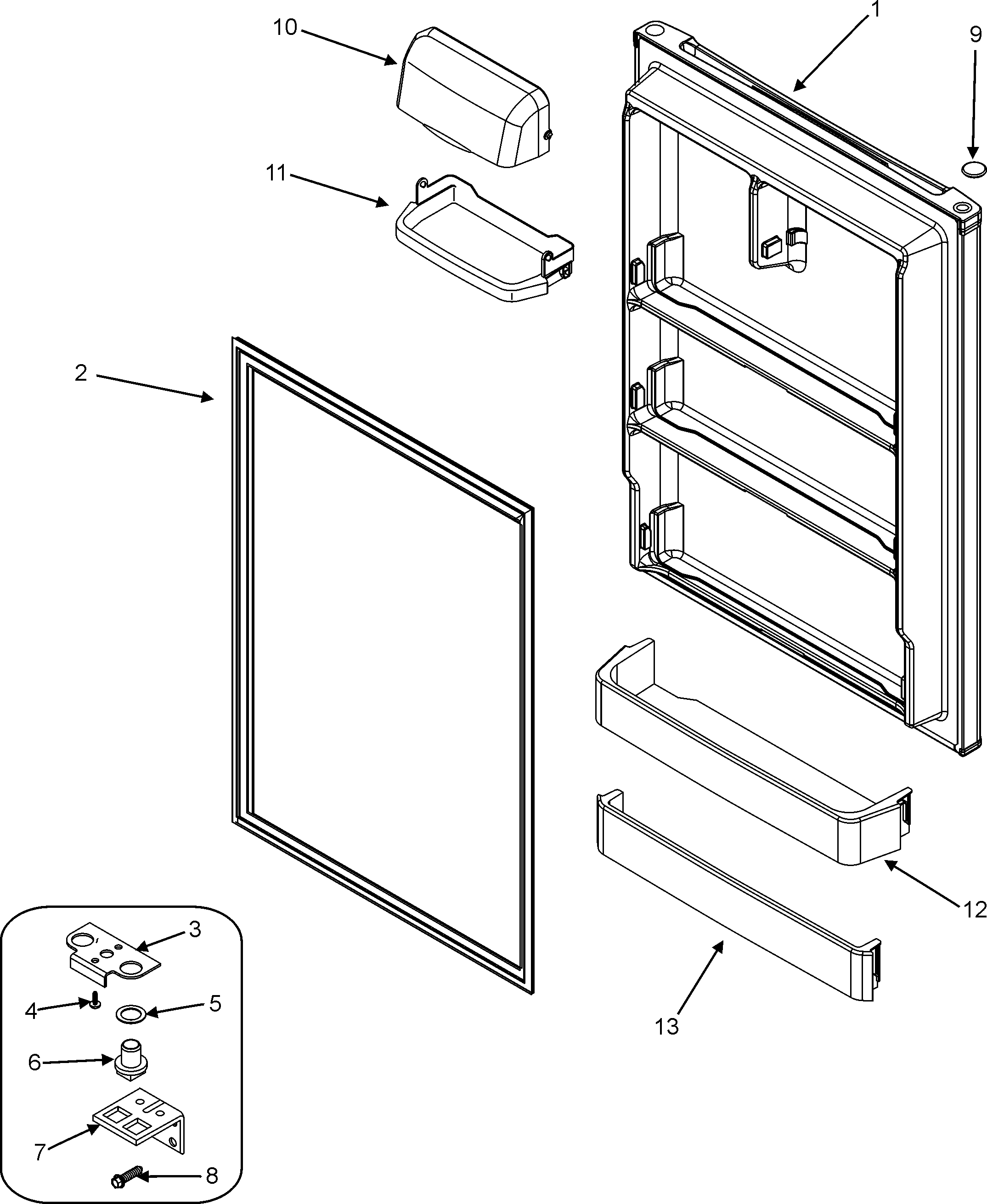 Maytag GT1526PEKW fresh food door diagram