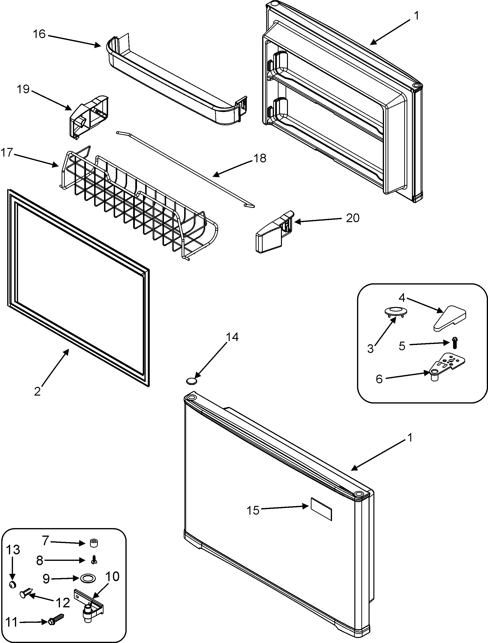 Crosley CT21G8W freezer door diagram
