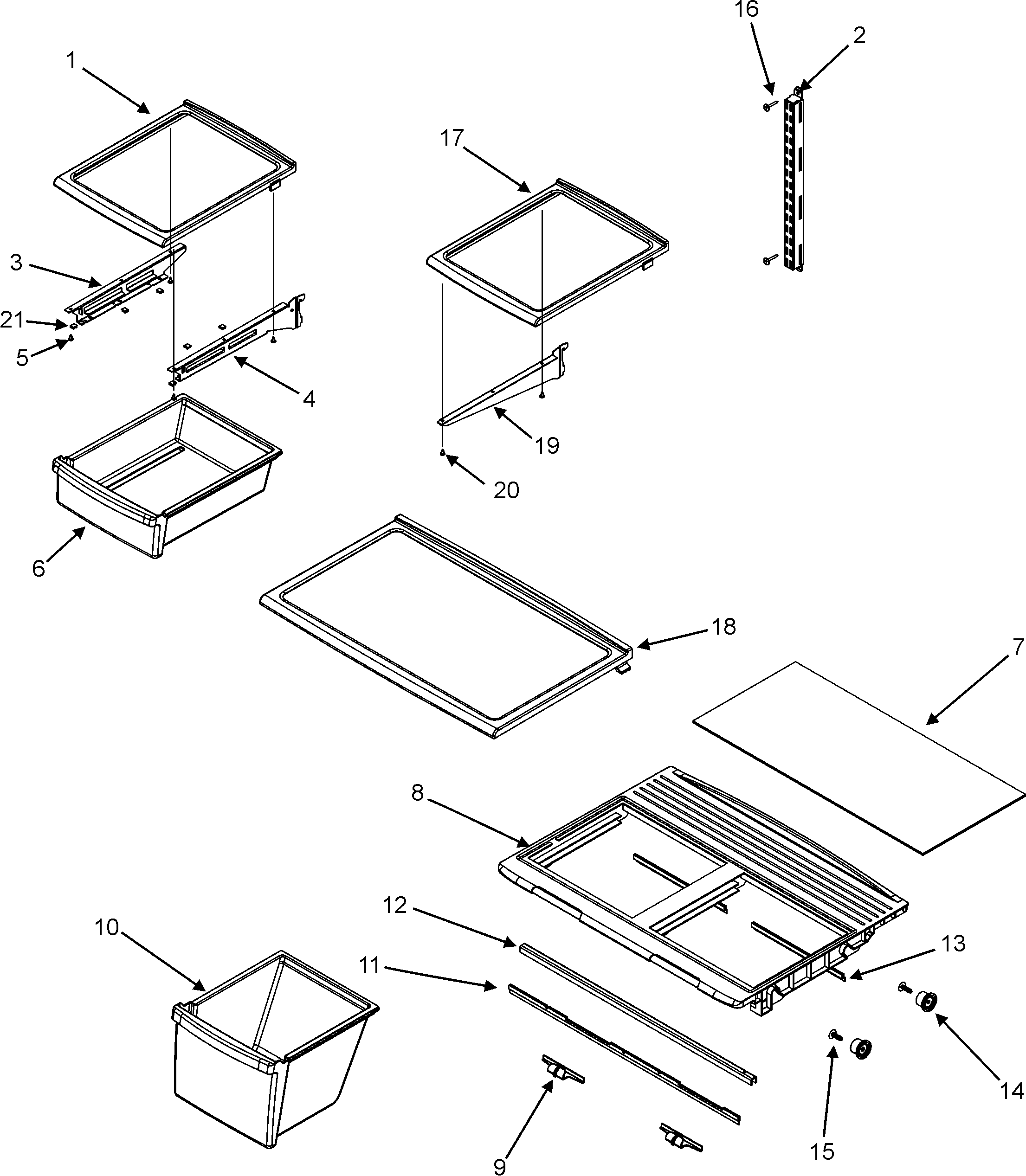 Crosley CT21G8W shelves & accessories diagram