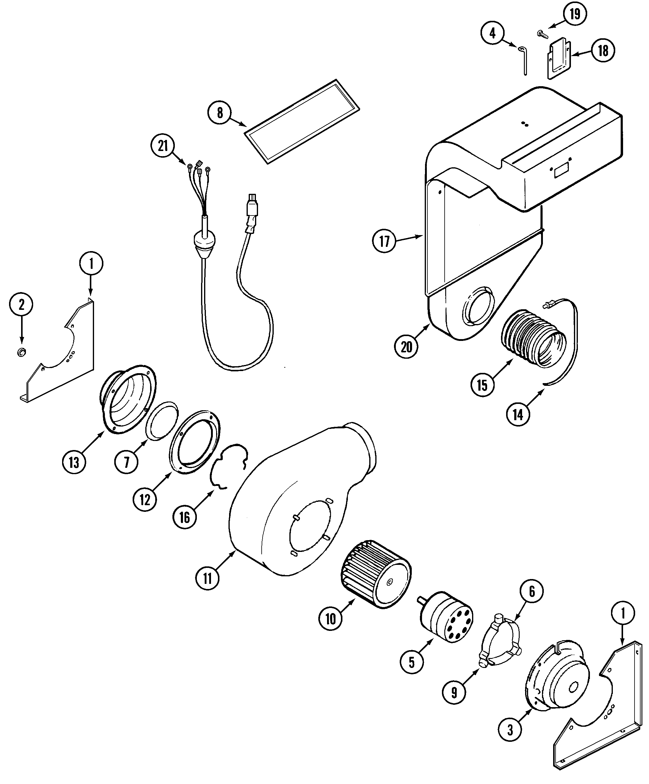 Jenn-Air SVE47600WC blower assembly (plenum) diagram