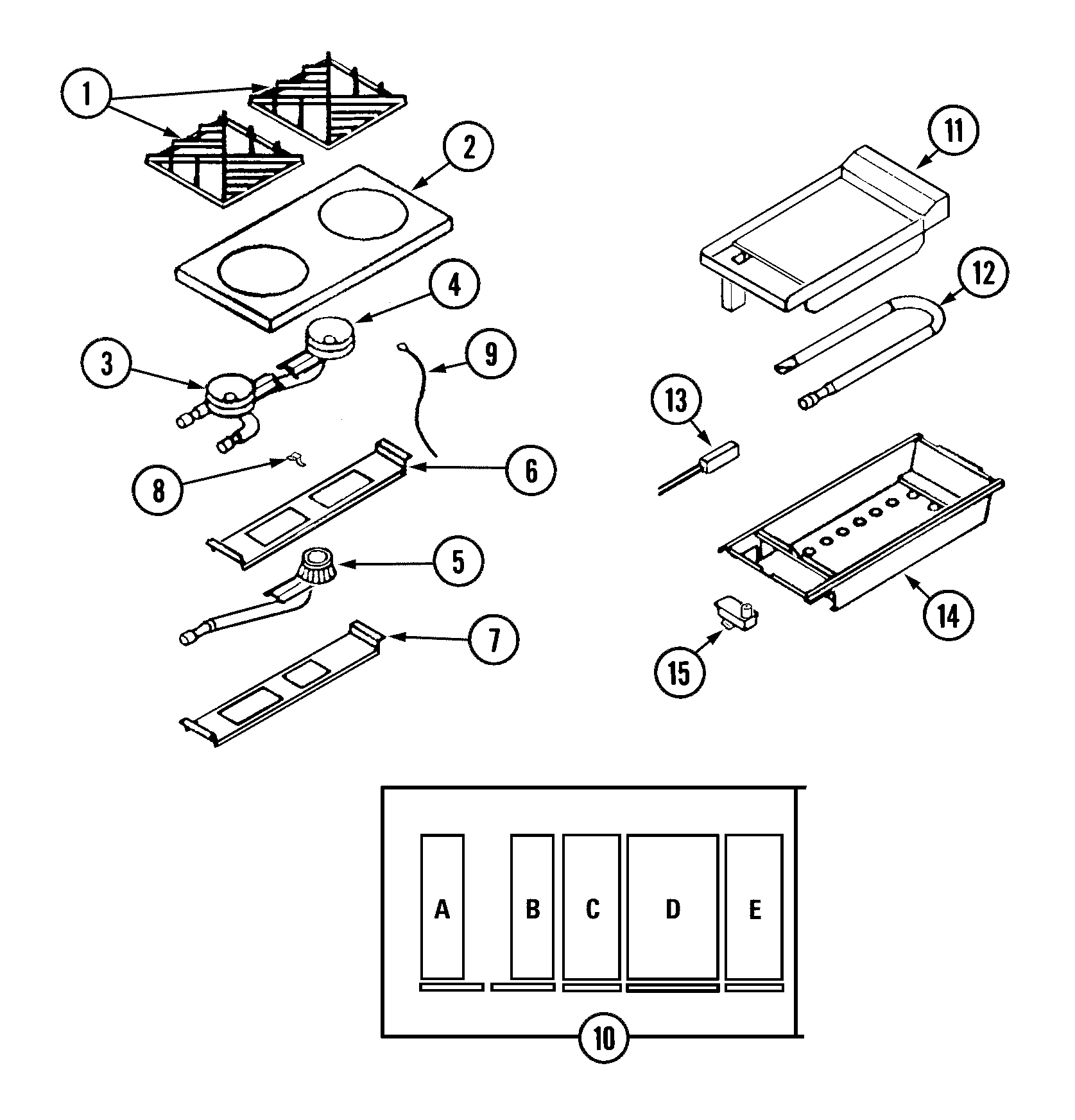 Dynasty DGR2486G top assembly/gas controls diagram