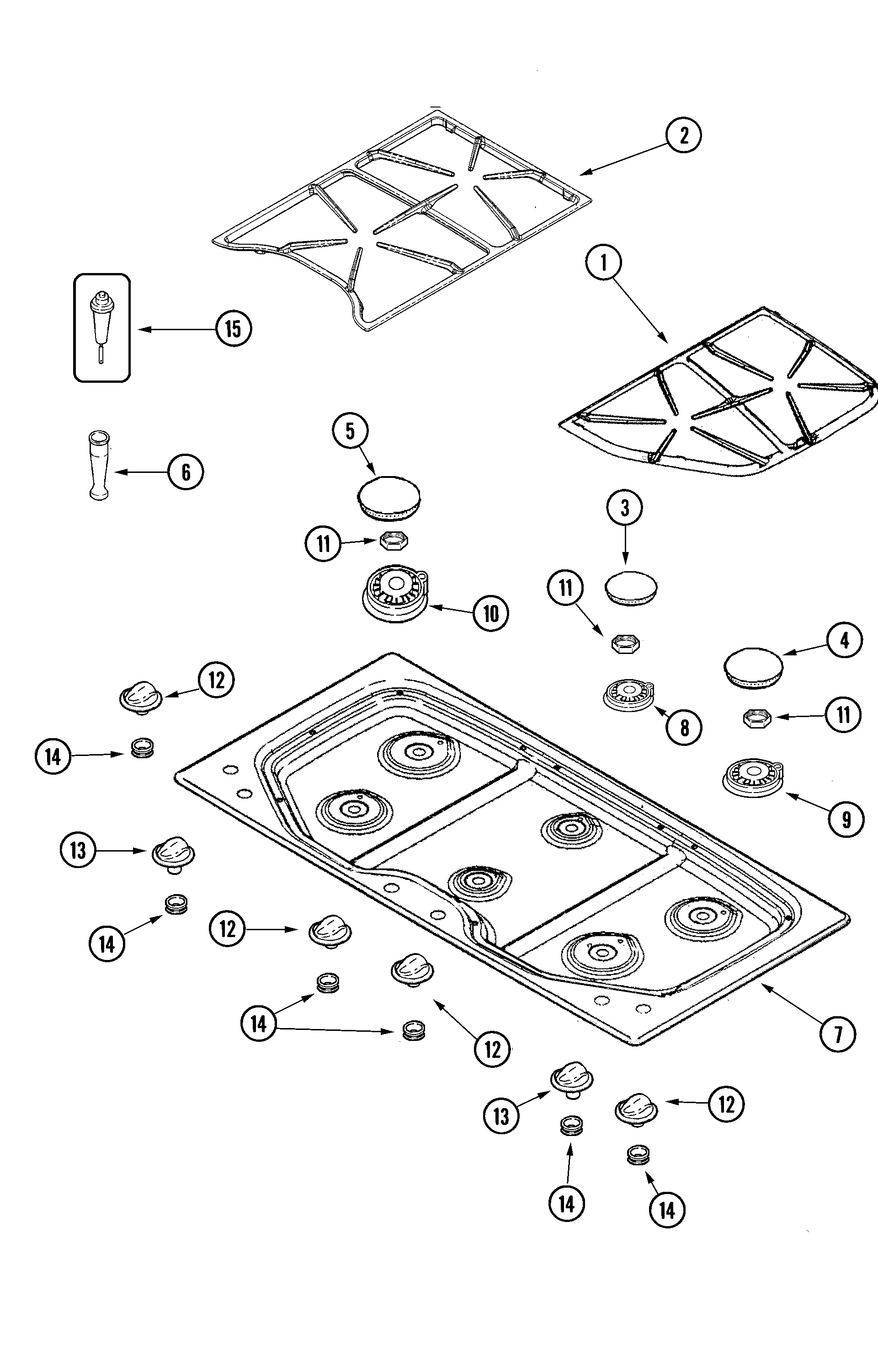 Jenn-Air JGC8645ADW top assembly diagram
