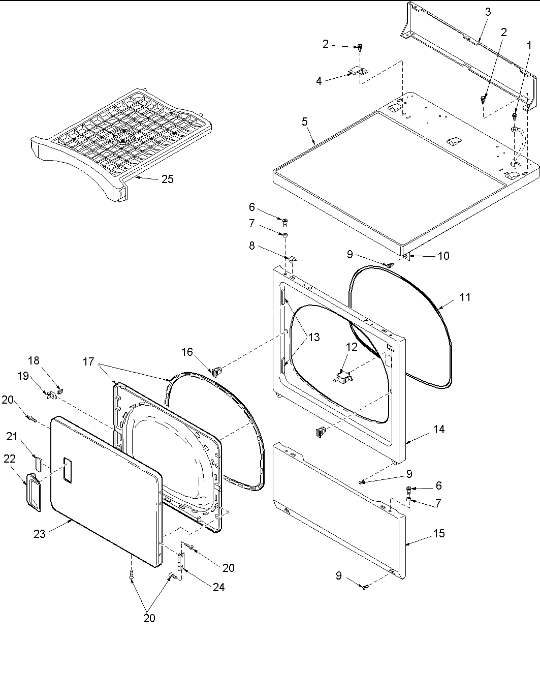 Amana ALG866SAC-PALG866SAC door and front, access, and top panels diagram
