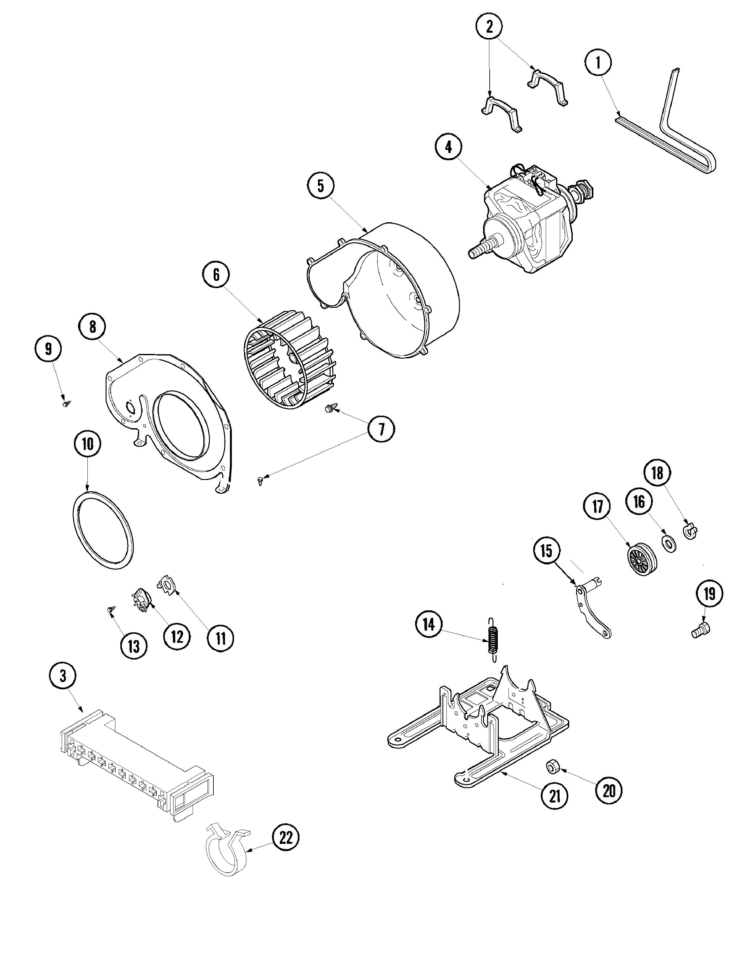 Amana DLG330RCW motor & fan diagram