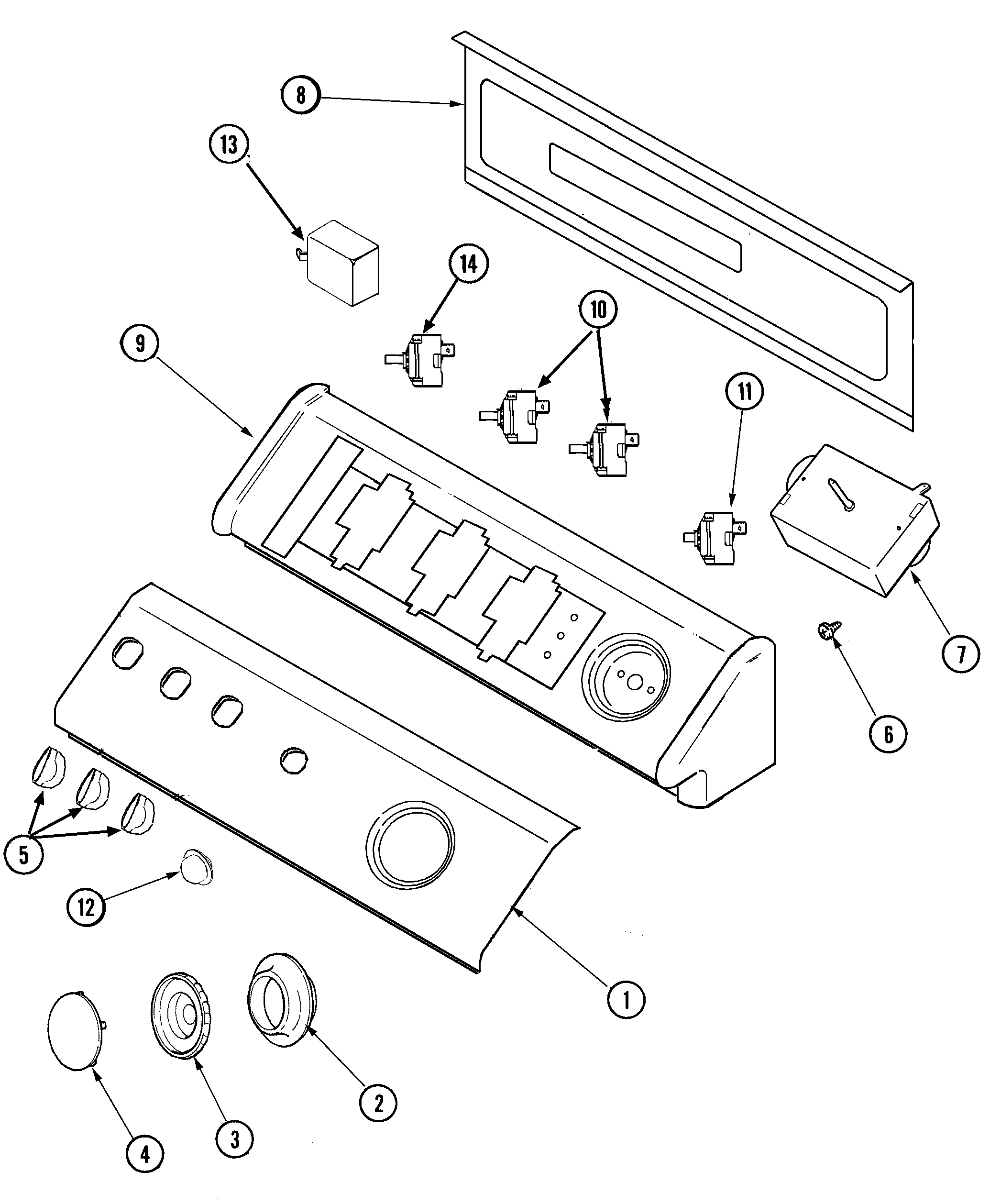 Amana NDG7800AWW control panel diagram