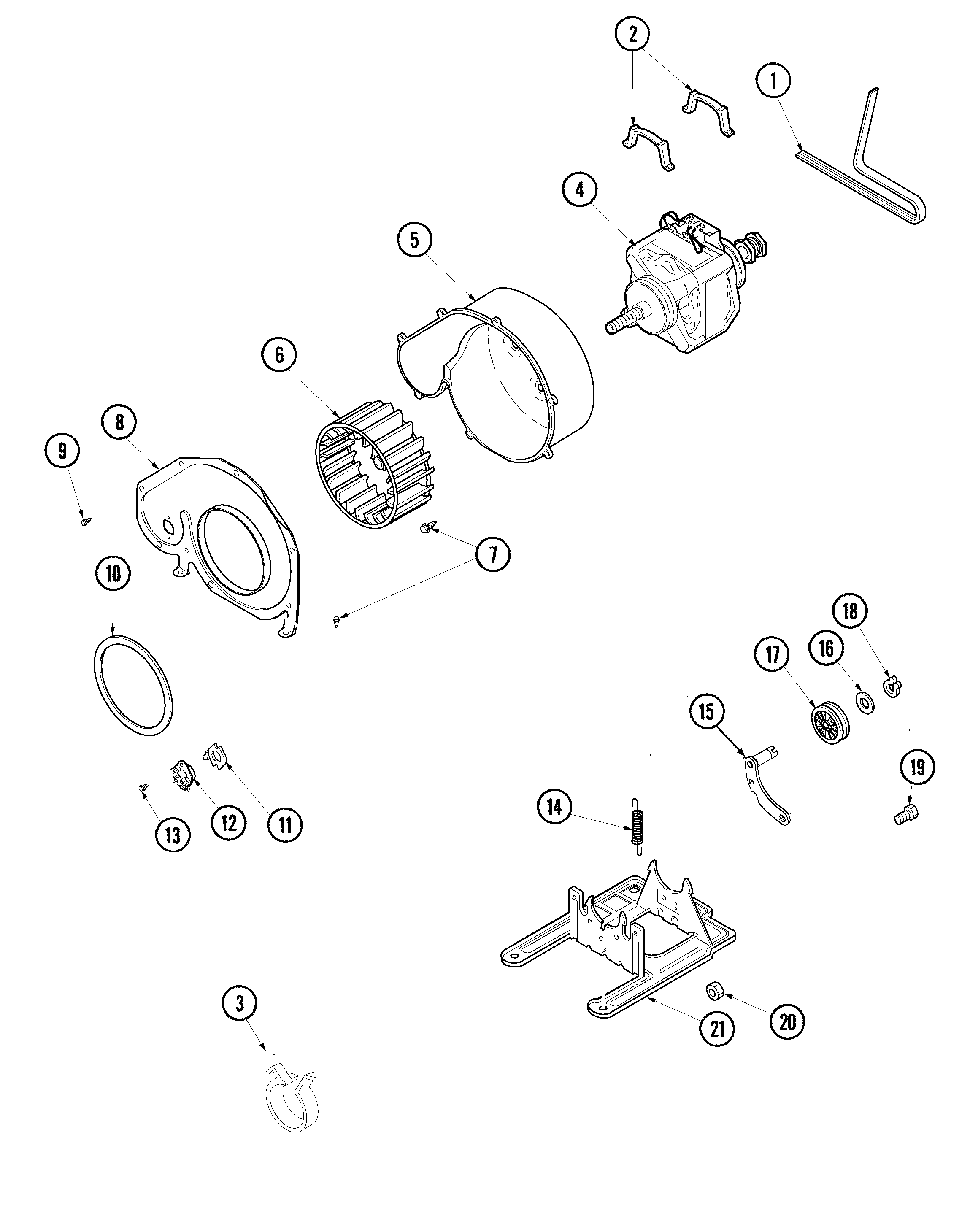 Maytag SDE2606AYW motor & fan diagram