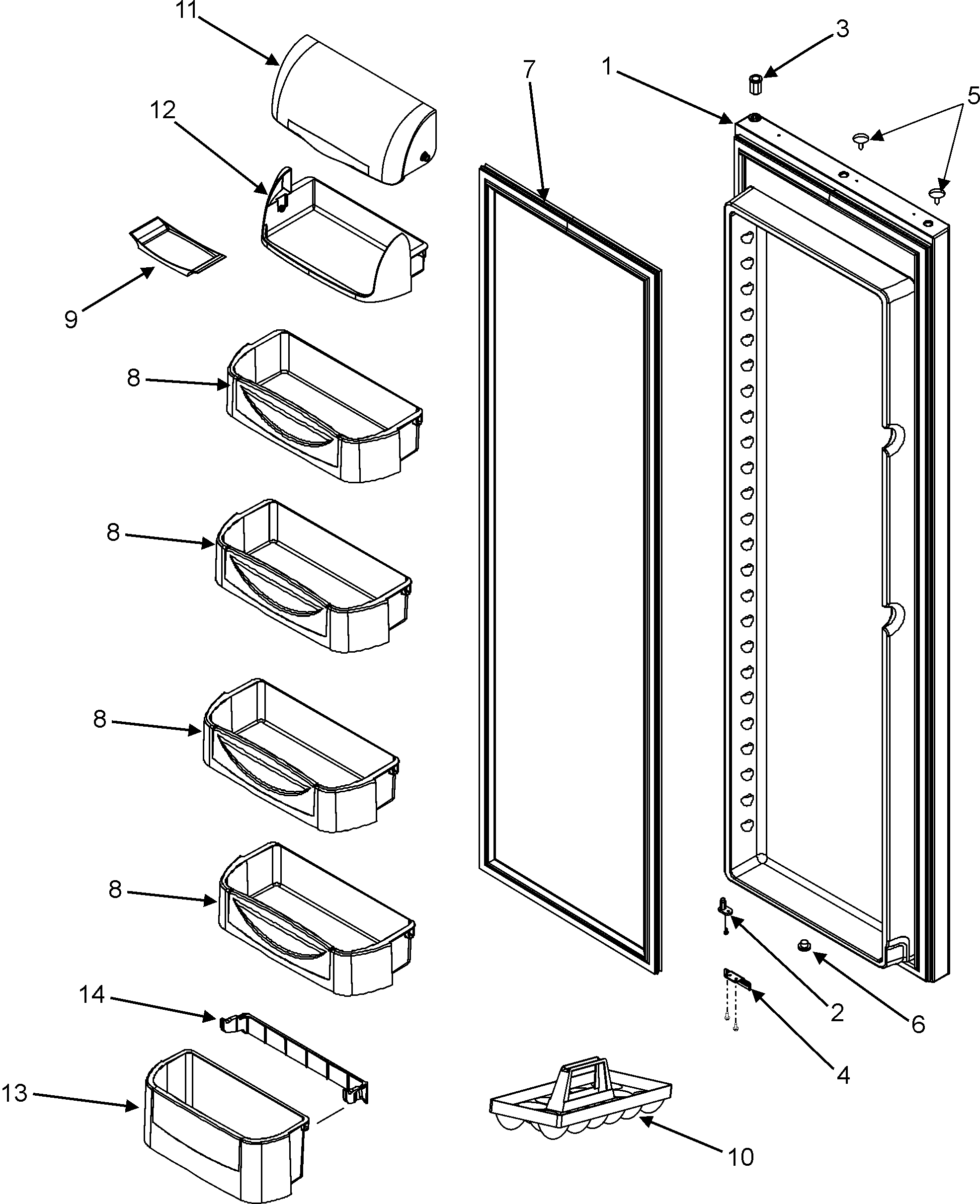 Maytag MSB2654HEW refrigerator door diagram