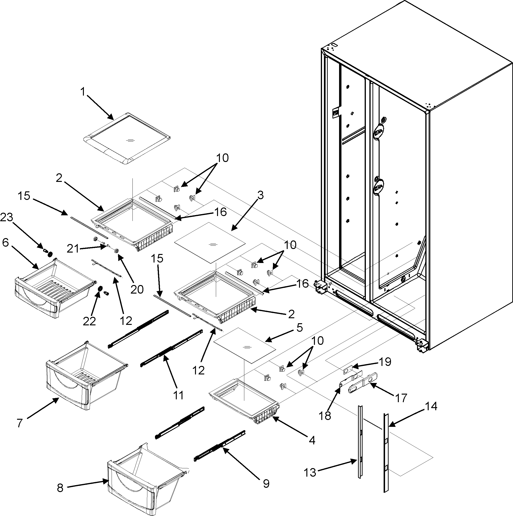 Maytag MSB2654HEW crisper assembly diagram