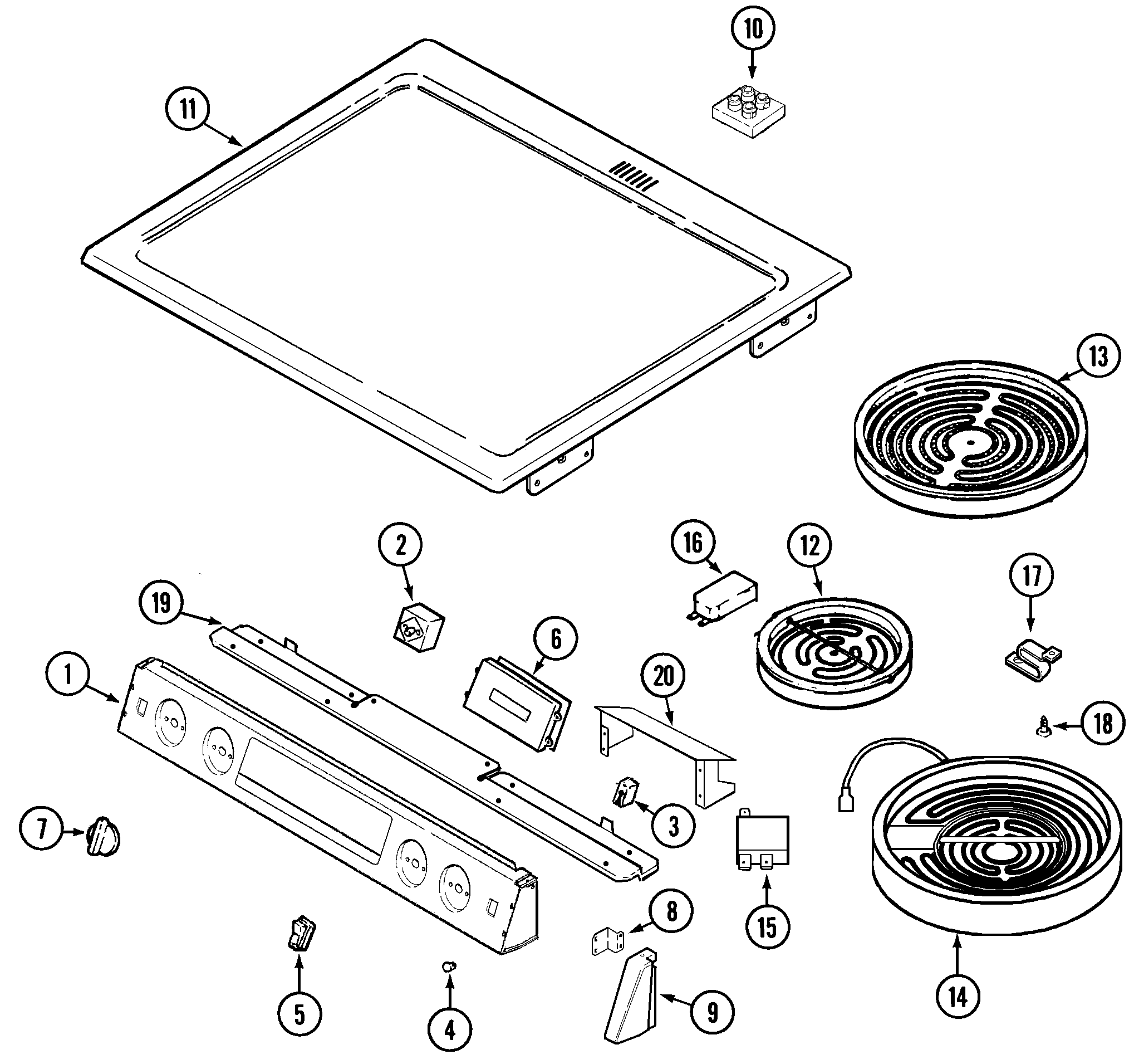 Maytag MES5870AAW top assembly diagram