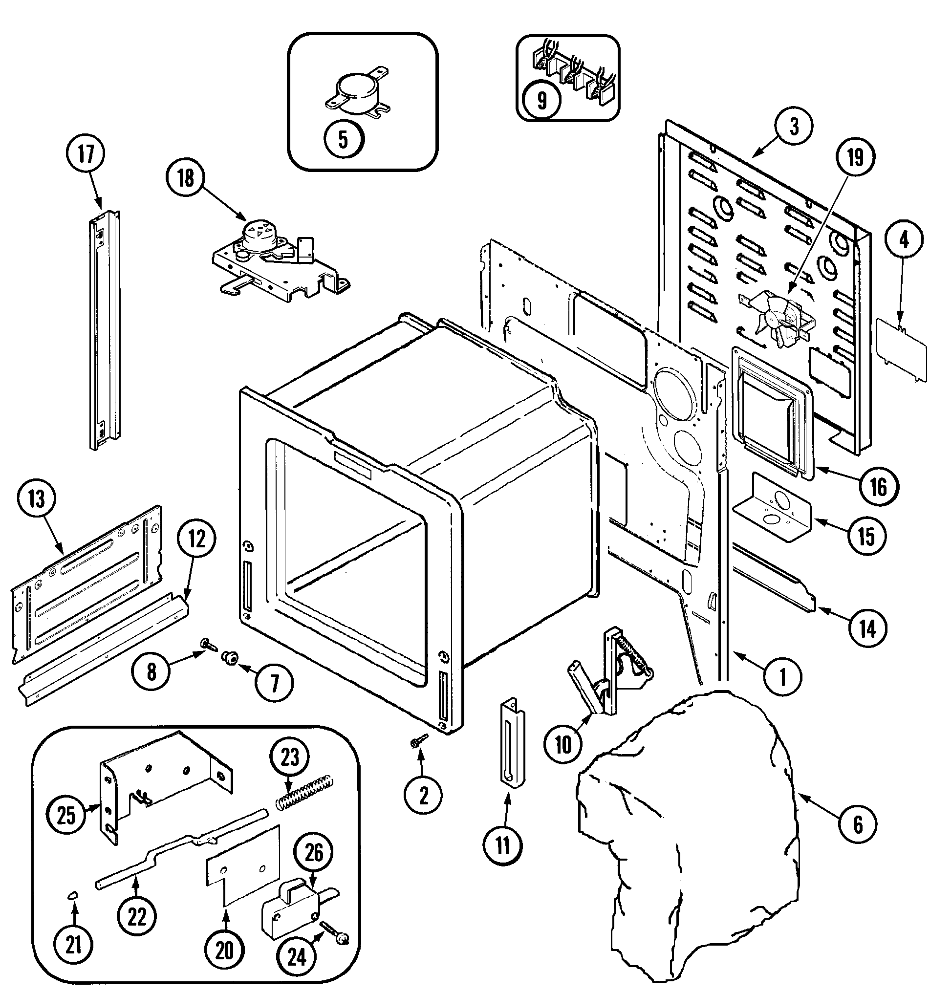 Maytag MES5870AAW body diagram
