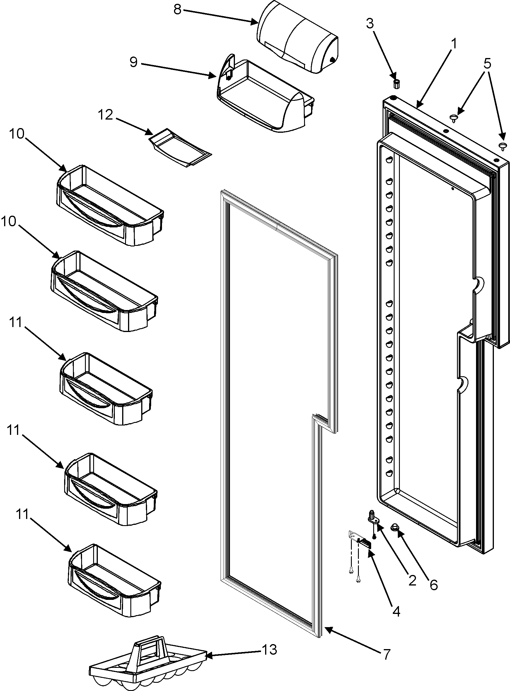 Maytag MZD2665HES refrigerator door diagram