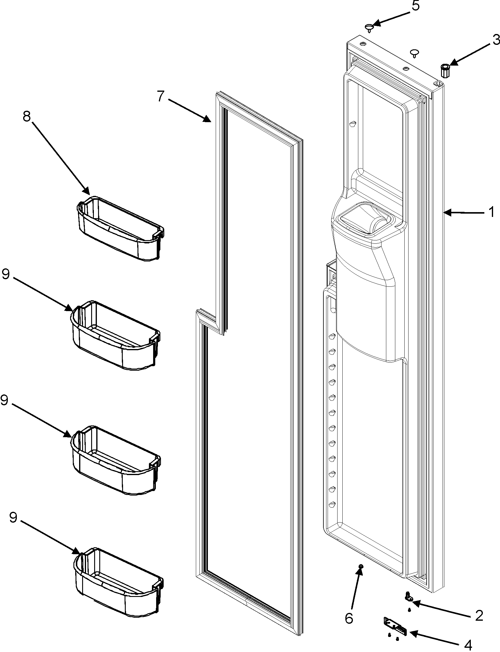 Maytag MZD2665HES freezer door diagram